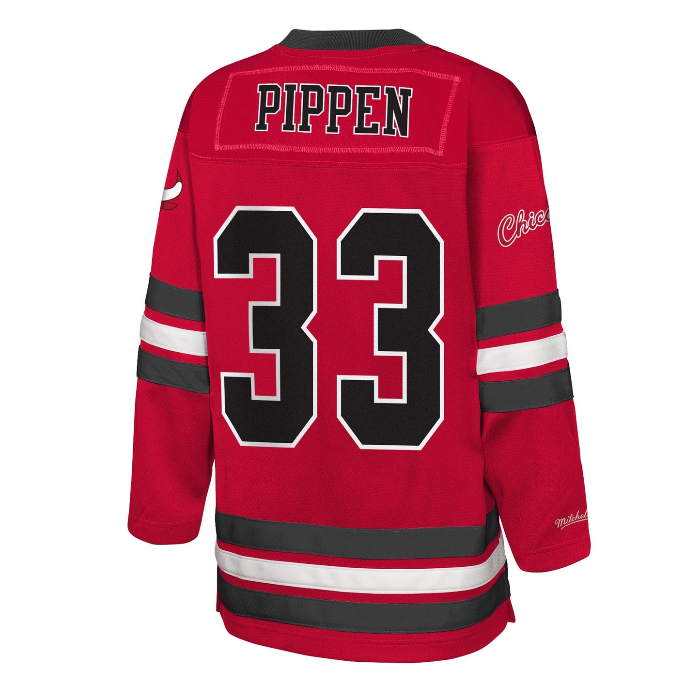 Youth Chicago Bulls Scottie Pippen Mitchell & Ness Red Maxxed Out 2.0 Fashion Hockey Jersey