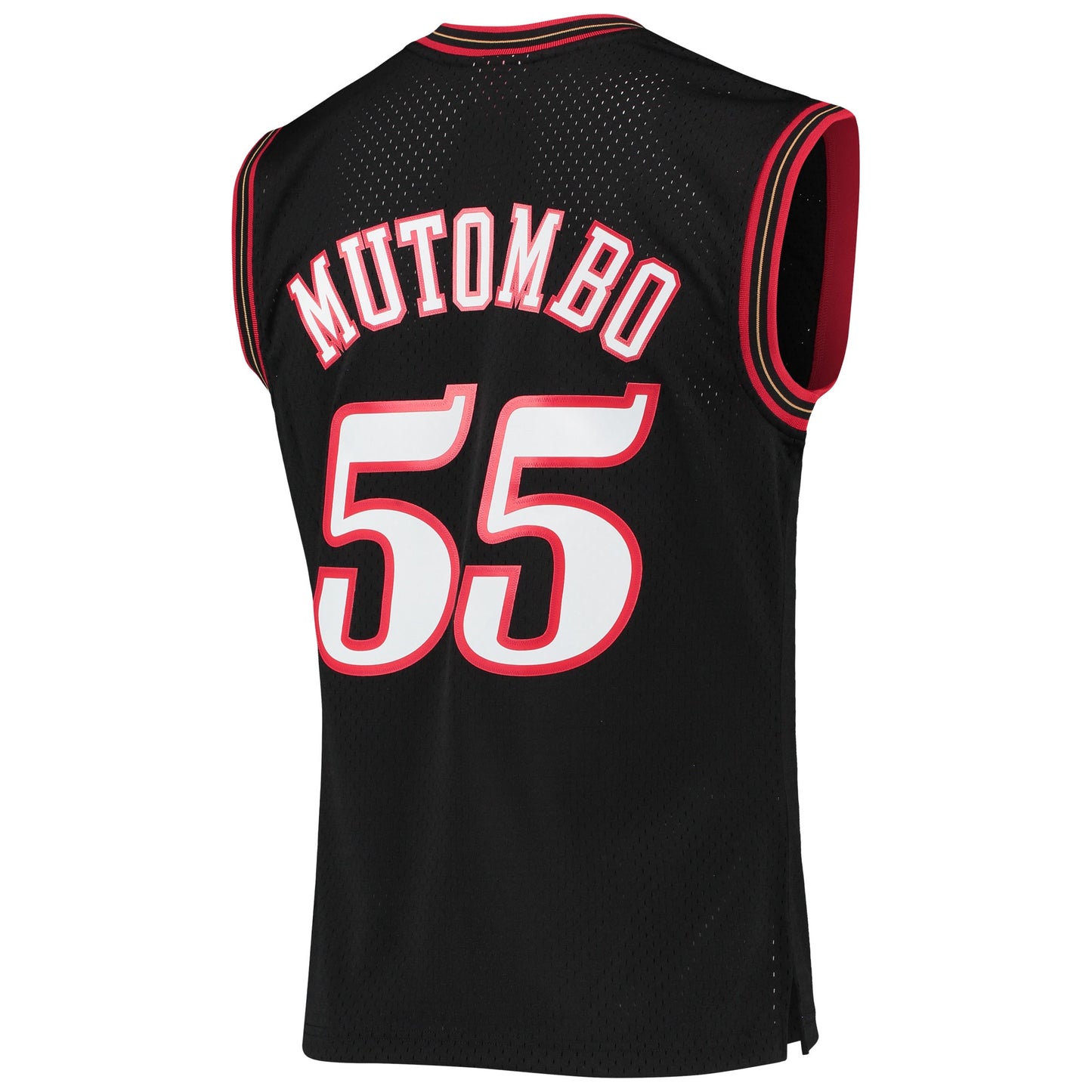 Men's Philadelphia 76ers Dikembe Mutombo Mitchell & Ness Black Hardwood Classics Swingman Jersey