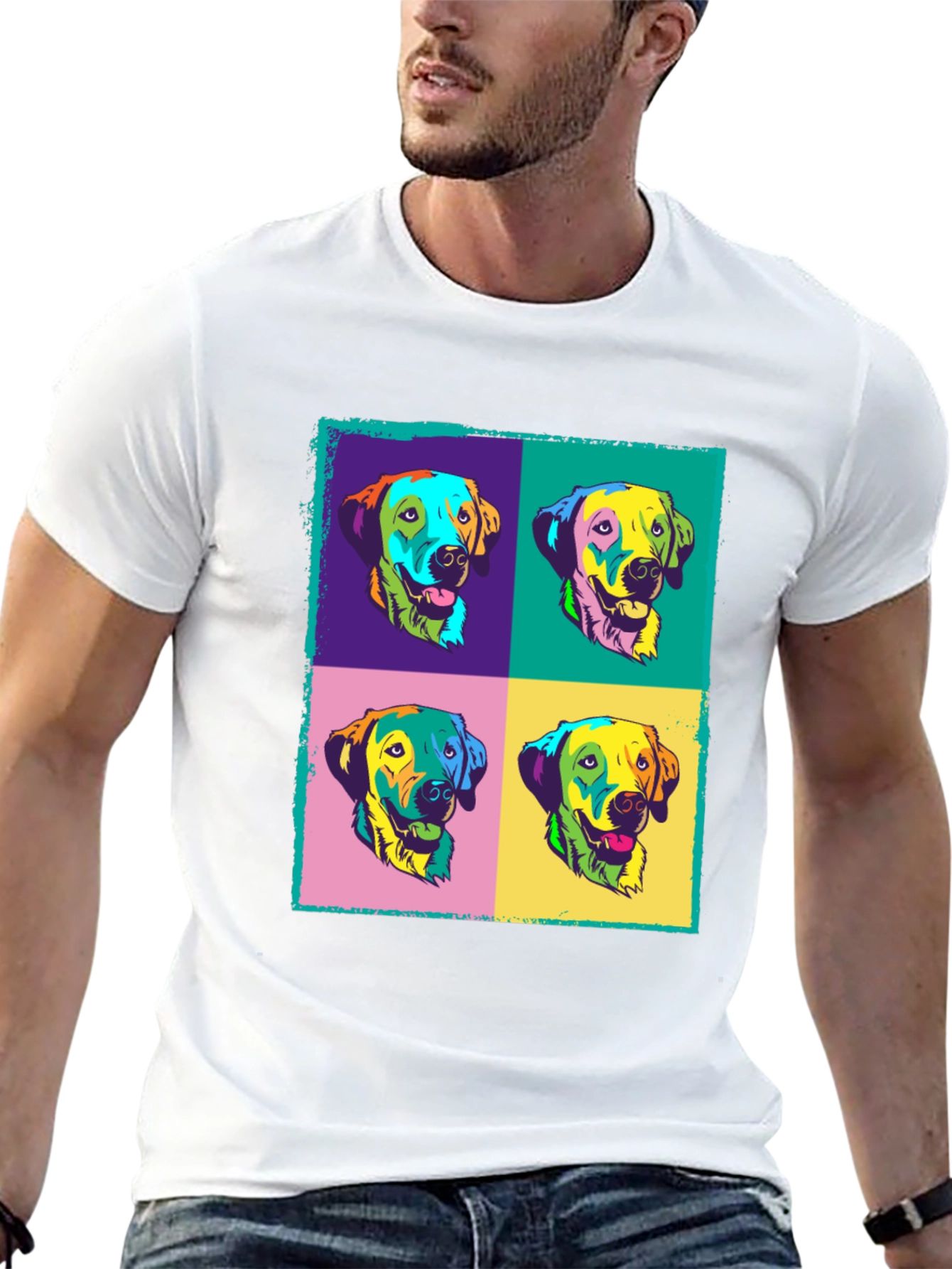Pop Art Dog Graphic Black T-Shirt