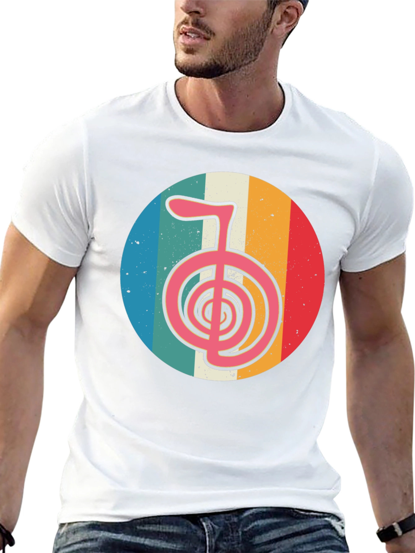 Retro Chakra Symbol Graphic T-Shirt - Black