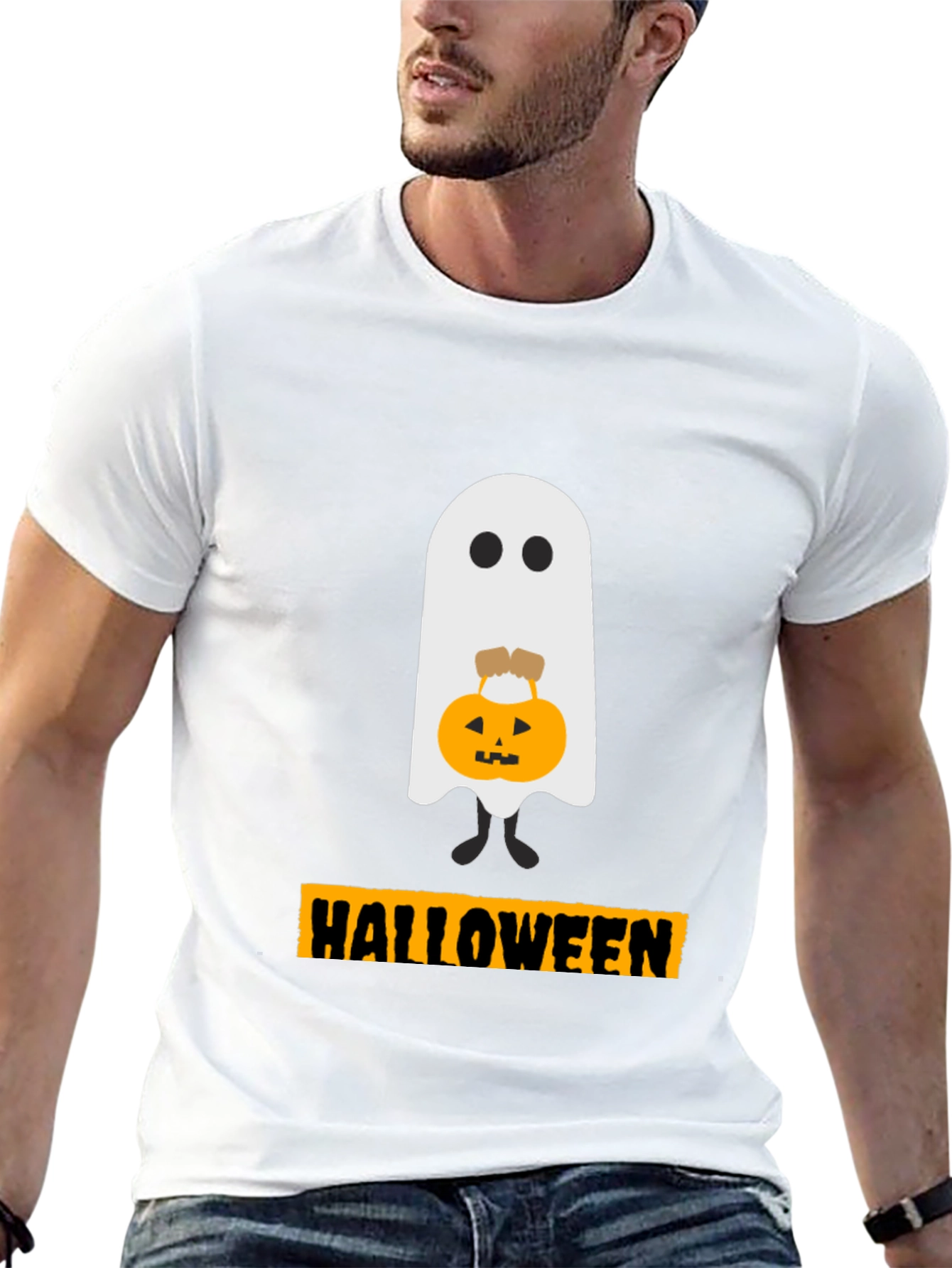 Halloween Ghost with Pumpkin T-Shirt