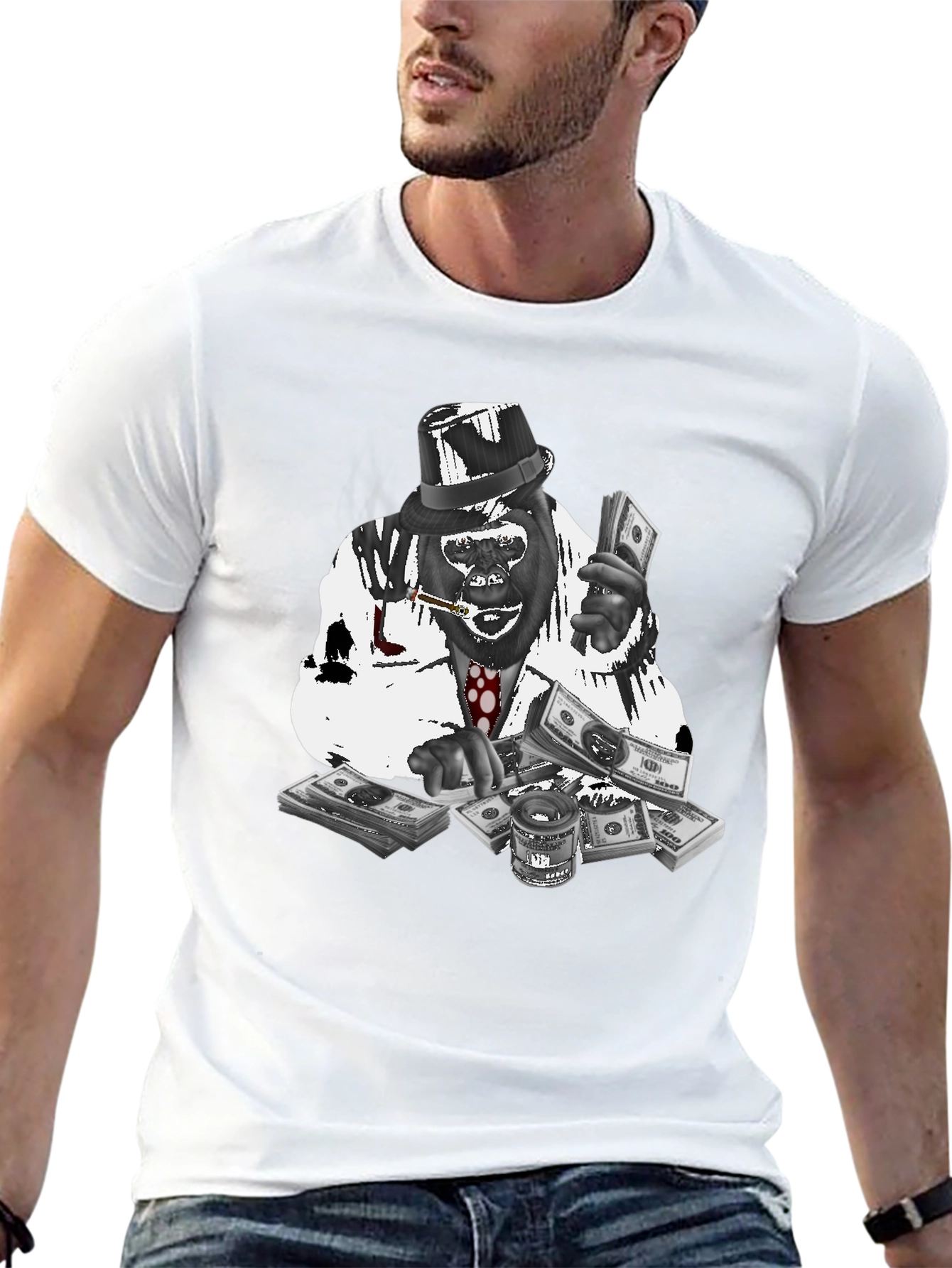 Gangster Gorilla Graphic Tee - Black