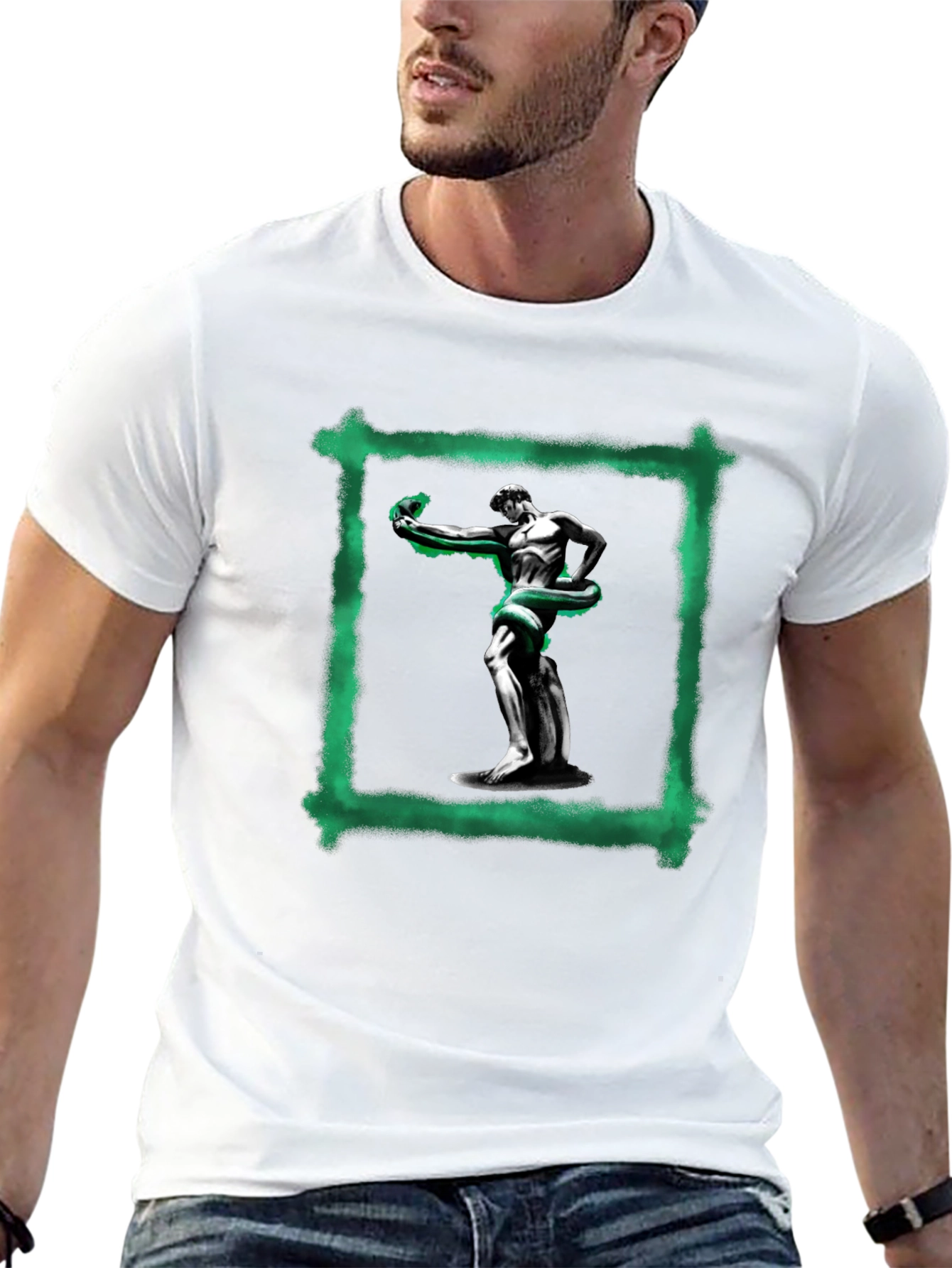 Statue & Serpent Graphic Black T-Shirt