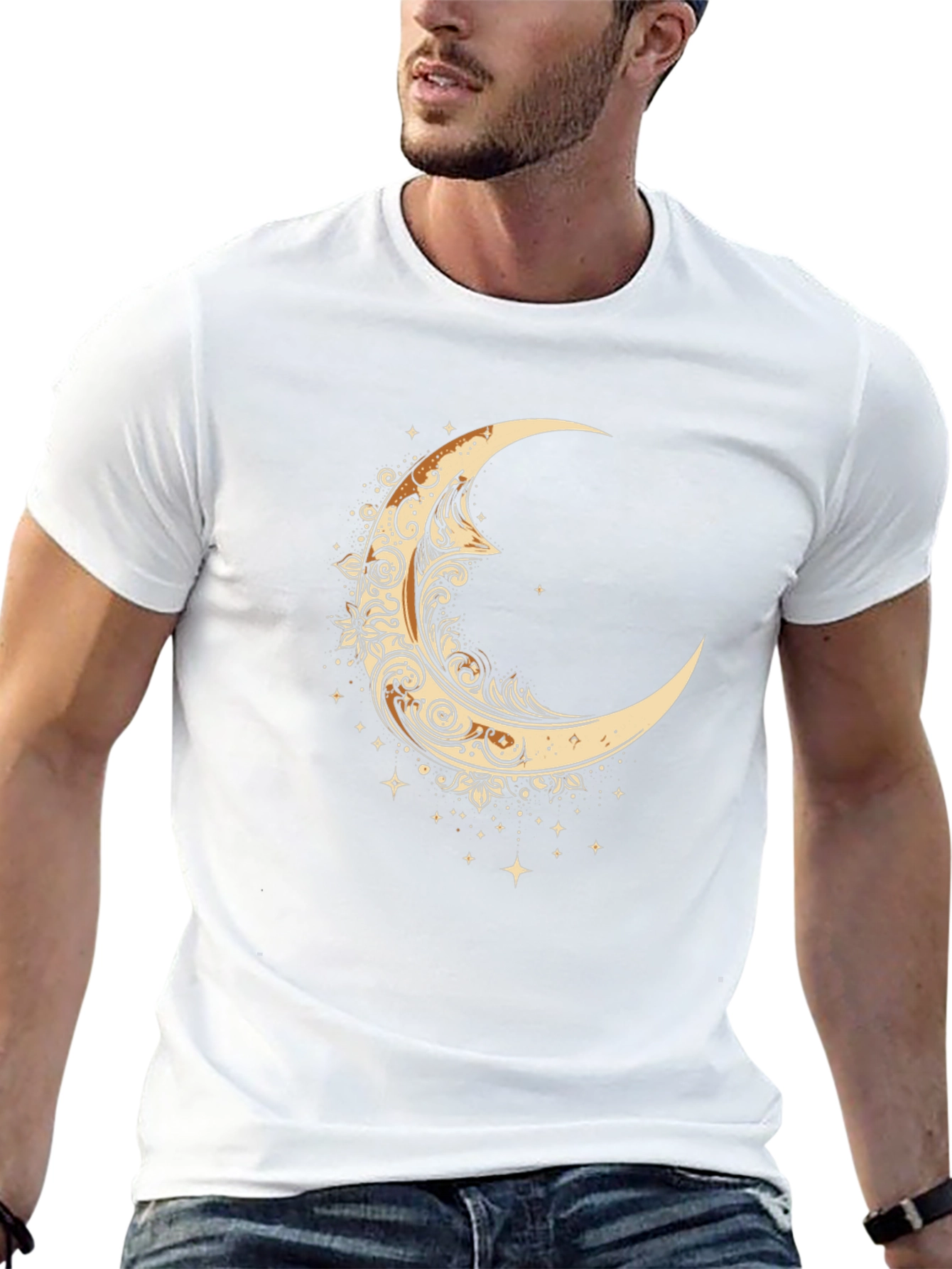 Mystical Moon Graphic Tee - Black Cotton Comfort