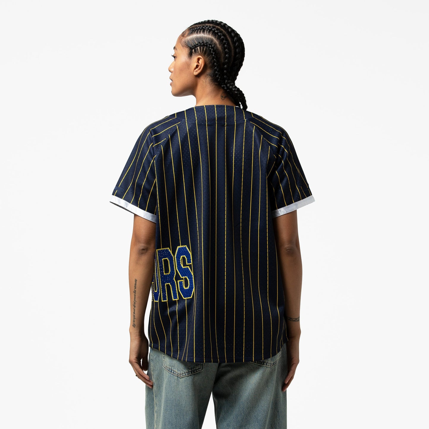 Women's Golden State Warriors Mitchell & Ness x DANNIJO Blue Fashion Baseball Jersey
