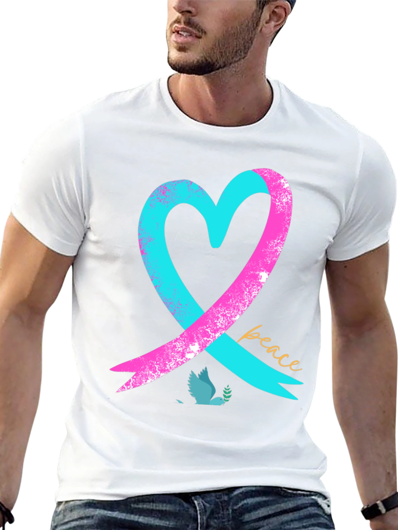 Peace Heart Dove T-Shirt - Black