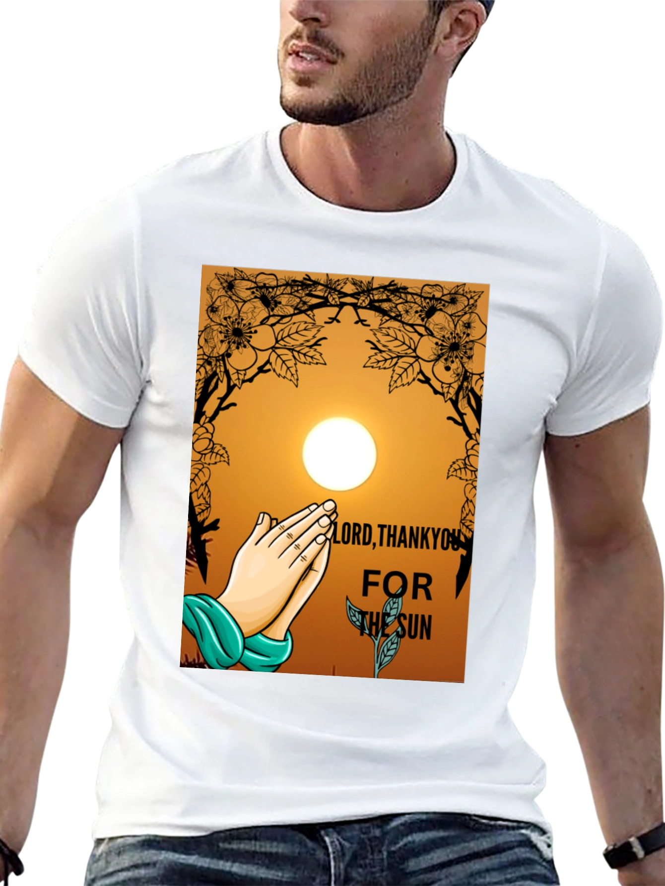 Thank You Sun Graphic Tee - Black Cotton Blend