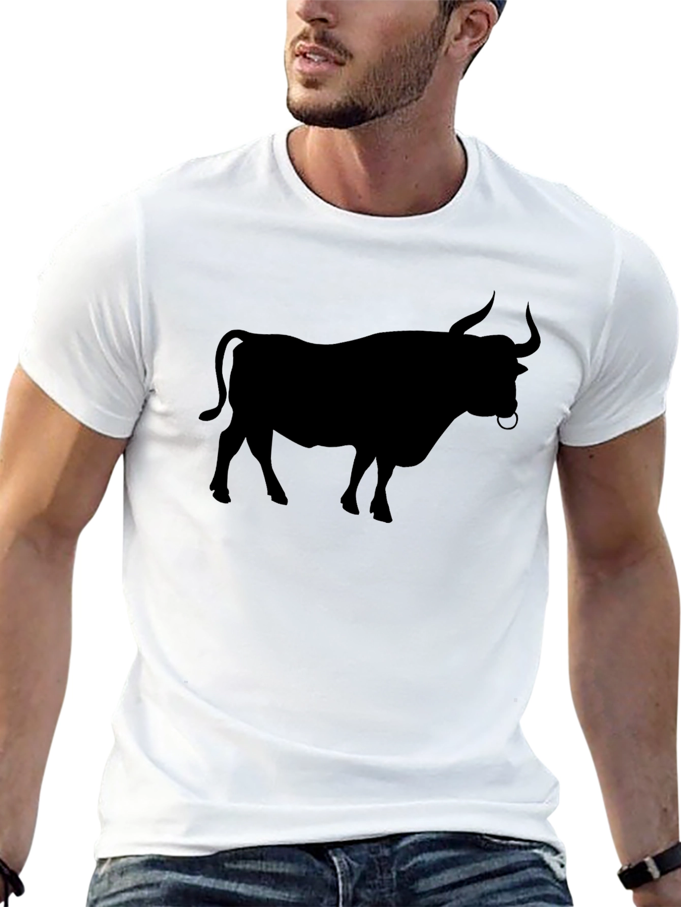 Bull Silhouette Black Graphic Tee