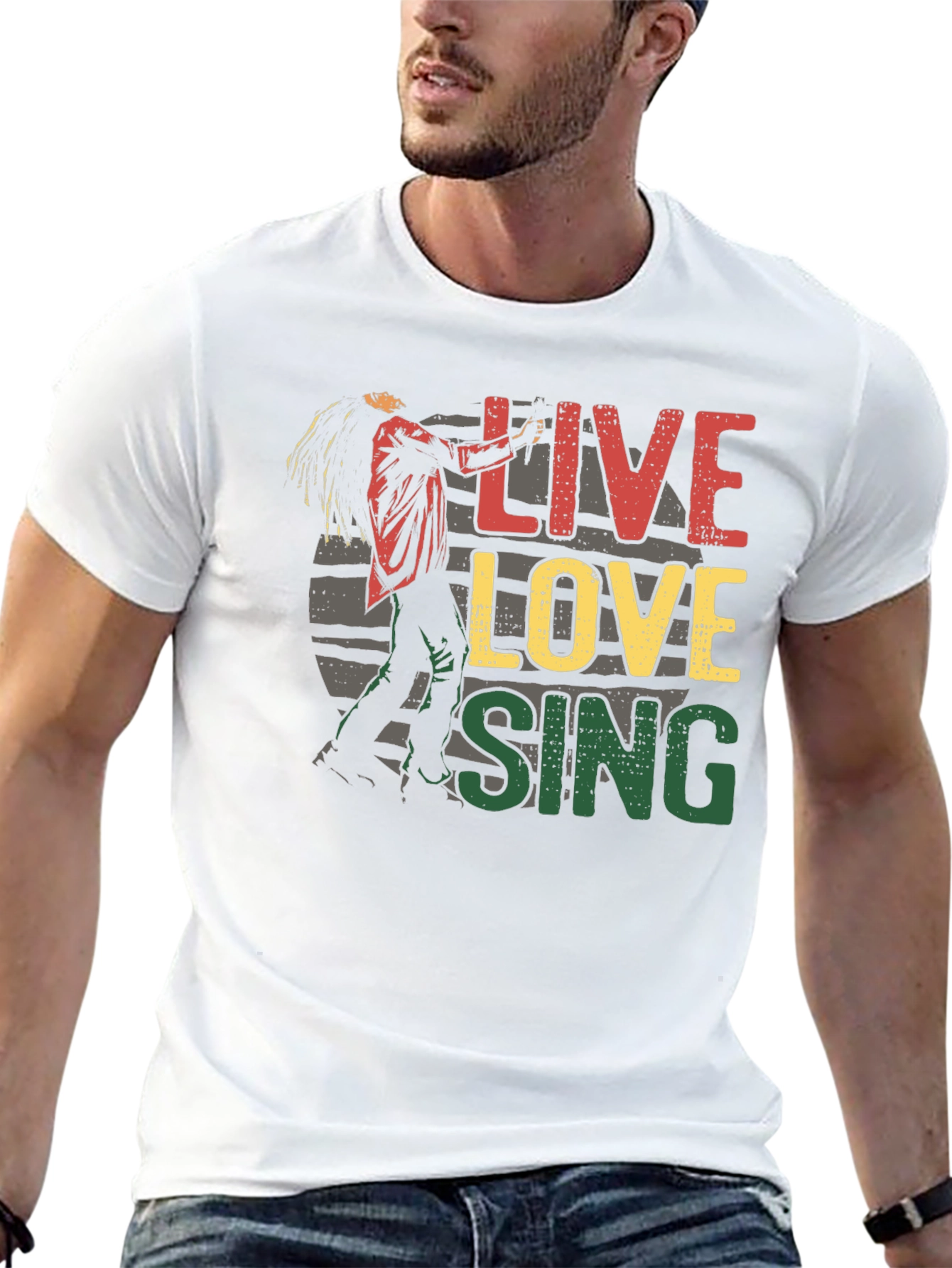 Live Love Sing Graphic Tee - Black Cotton T-Shirt