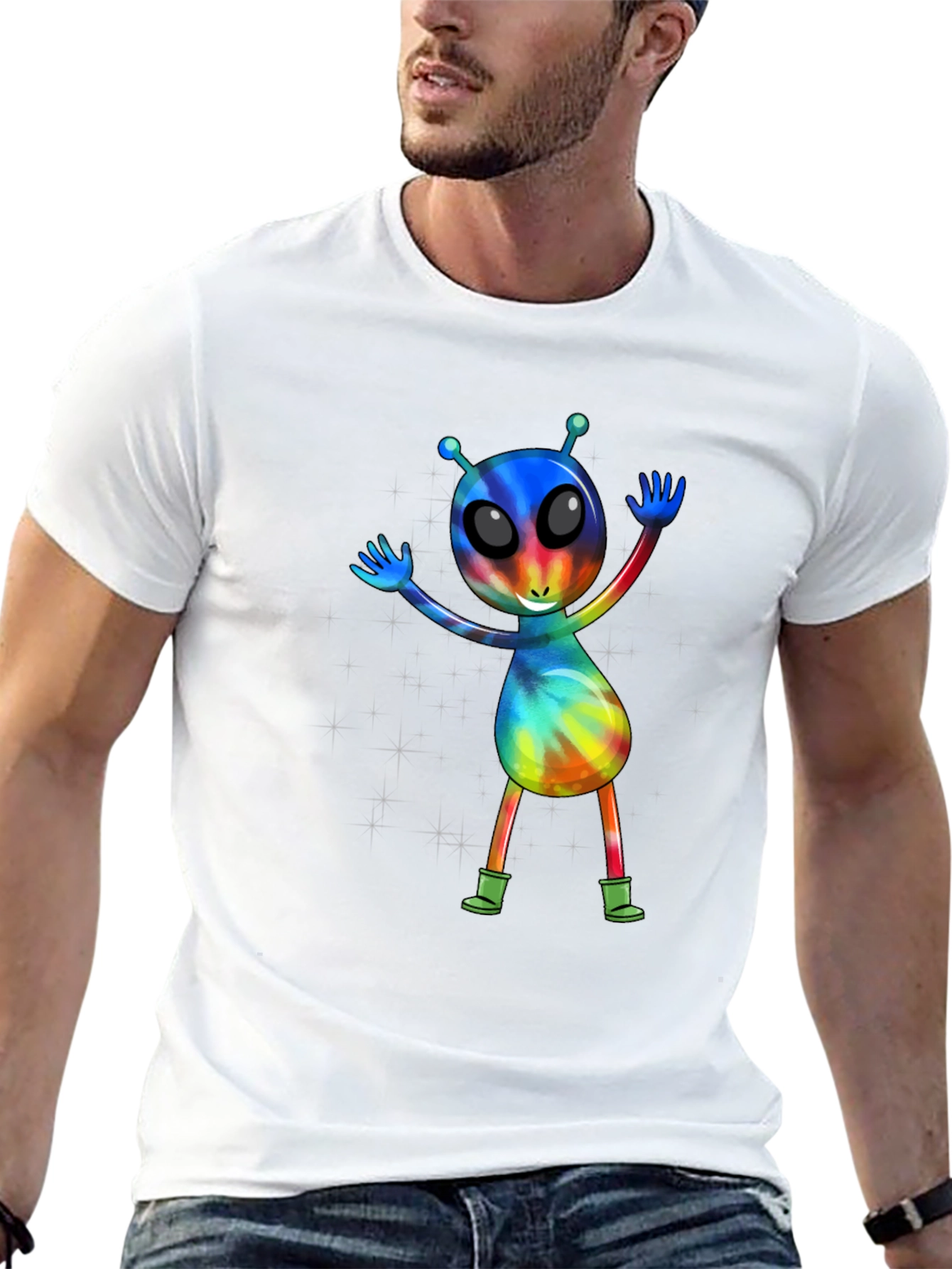 Tie-Dye Alien Graphic T-Shirt