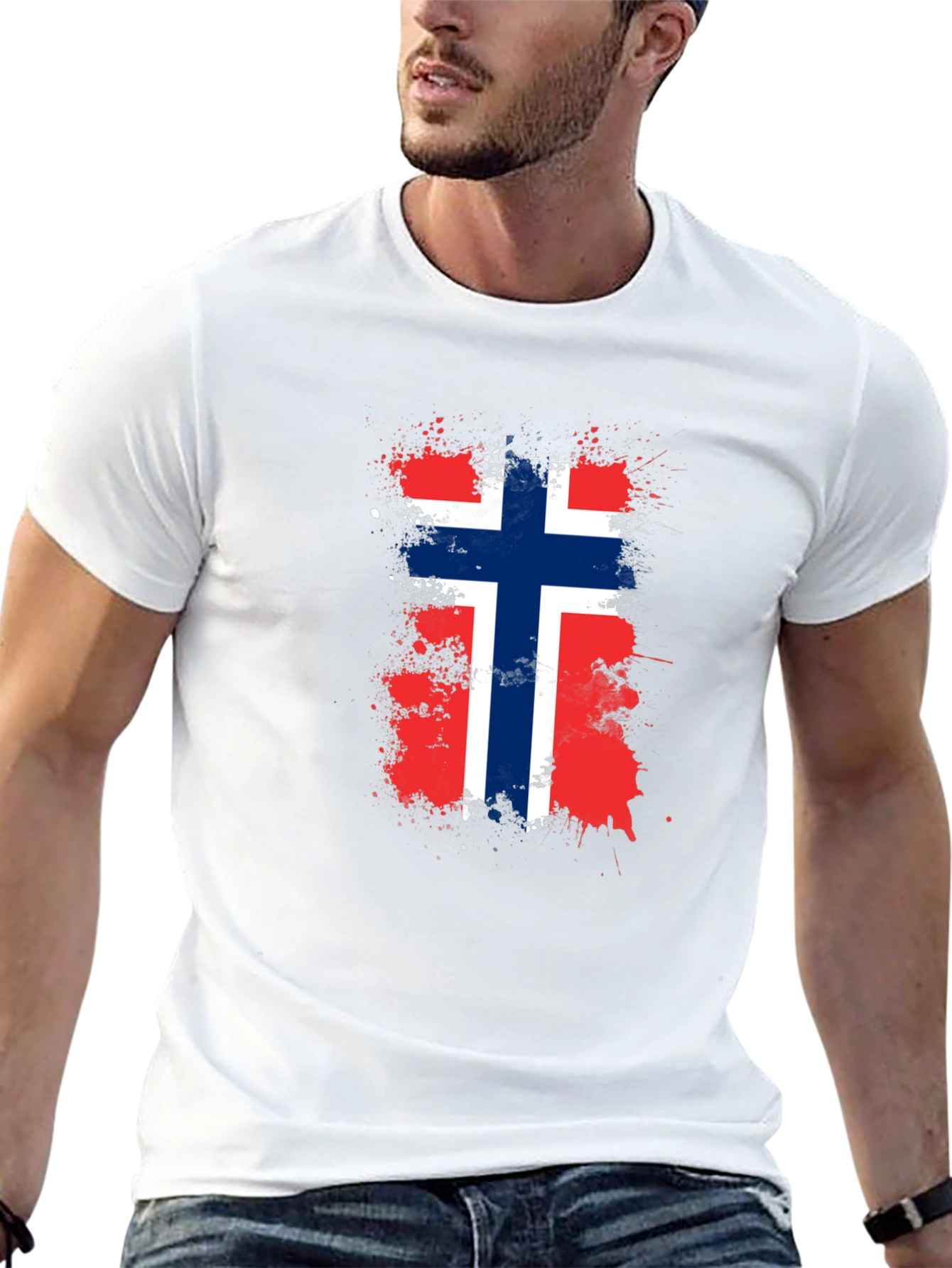Norway Flag Grunge Graphic T-Shirt