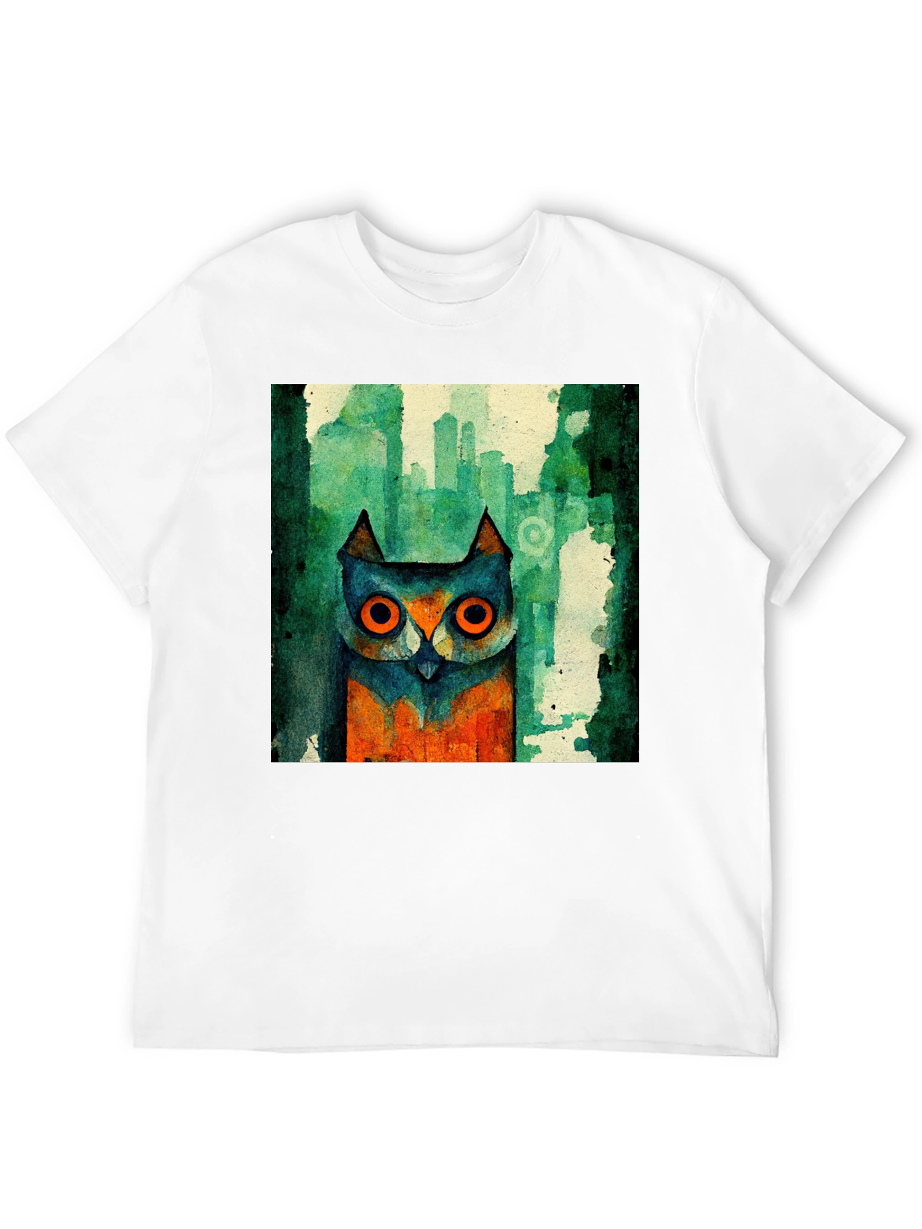 Abstract Owl Graphic Black T-Shirt