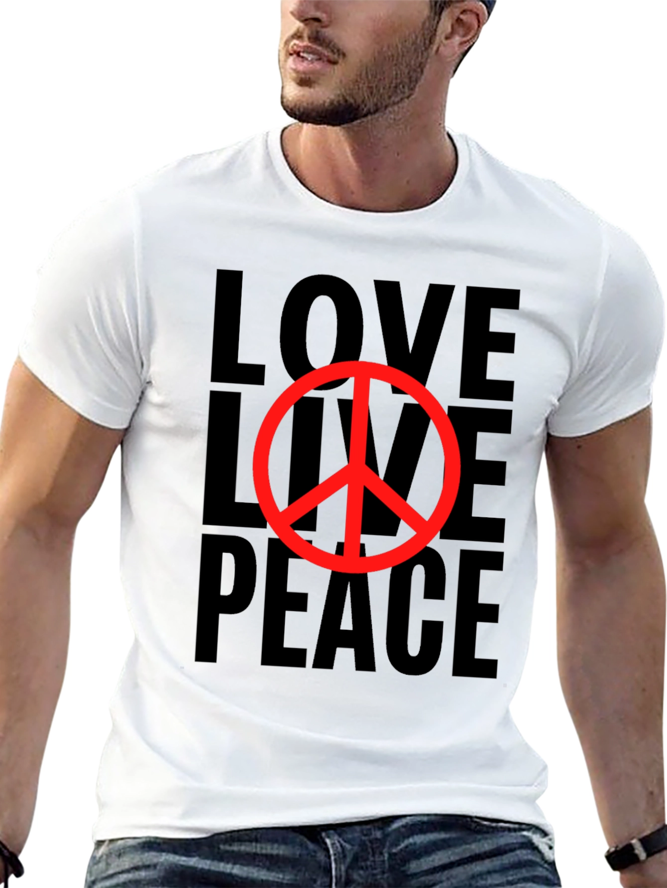 Love Live Peace Black Graphic T-Shirt