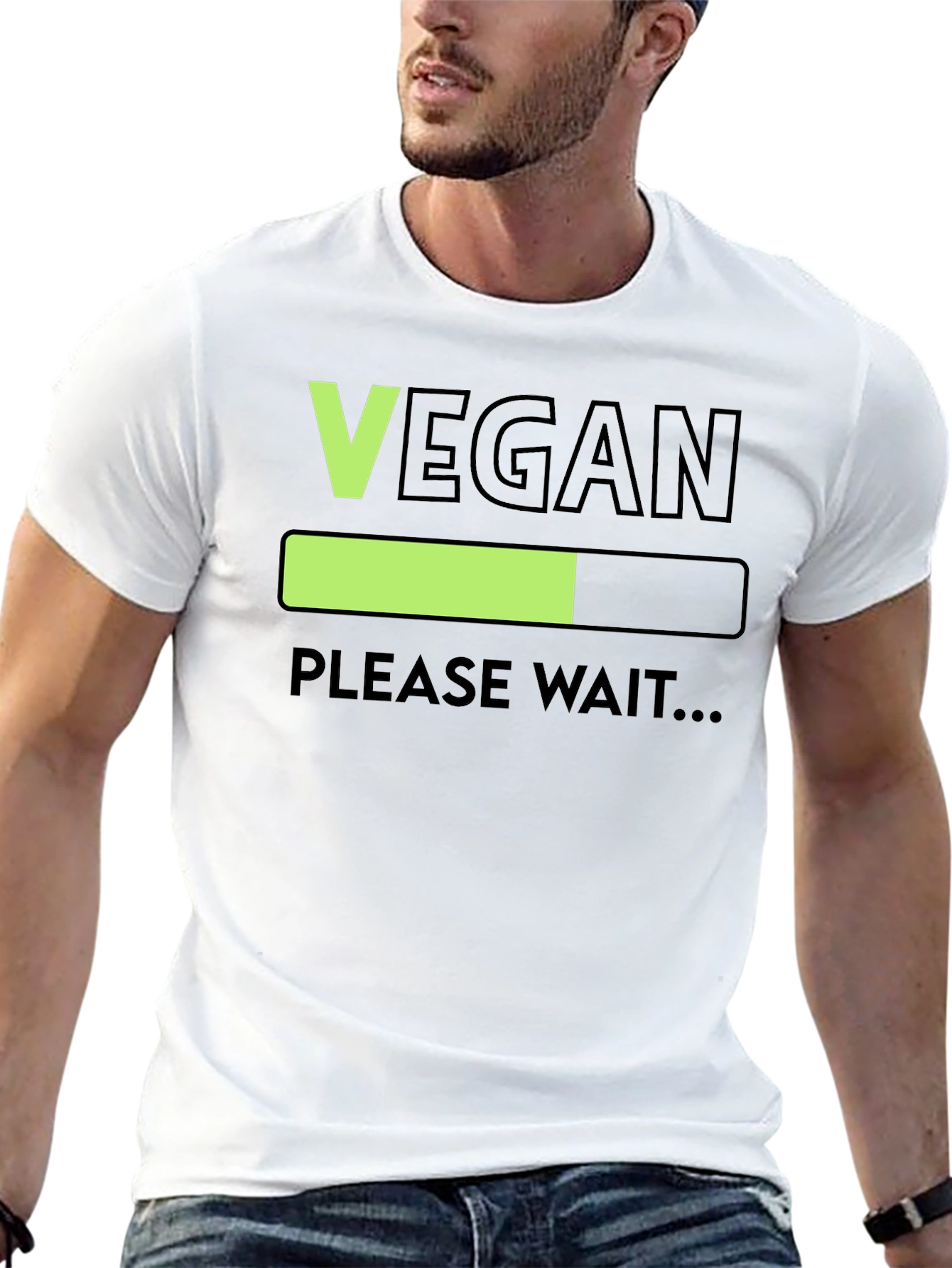 Vegan Loading Please Wait T-Shirt - Black Cotton Tee