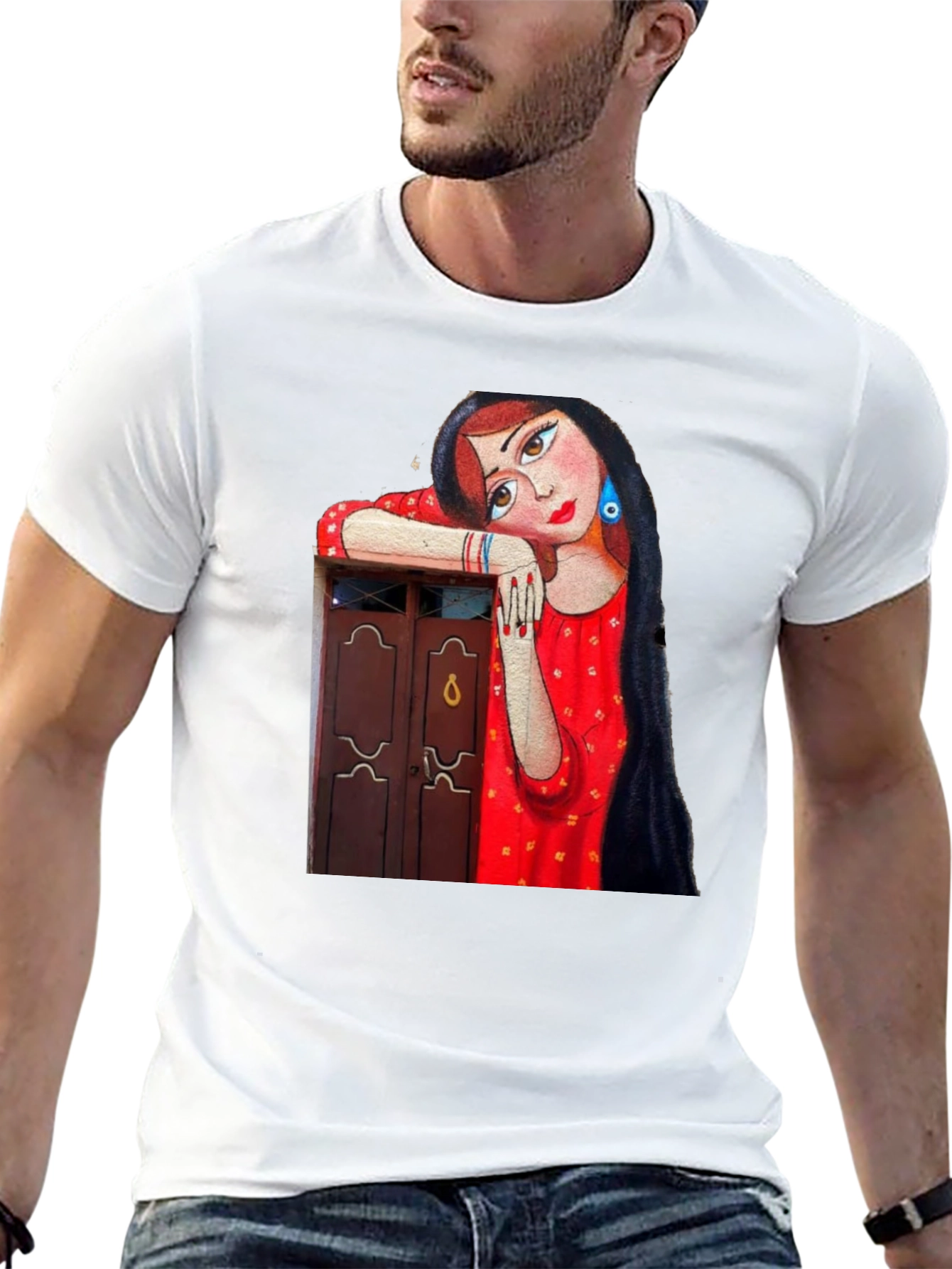 Artistic Woman Graphic Black T-Shirt