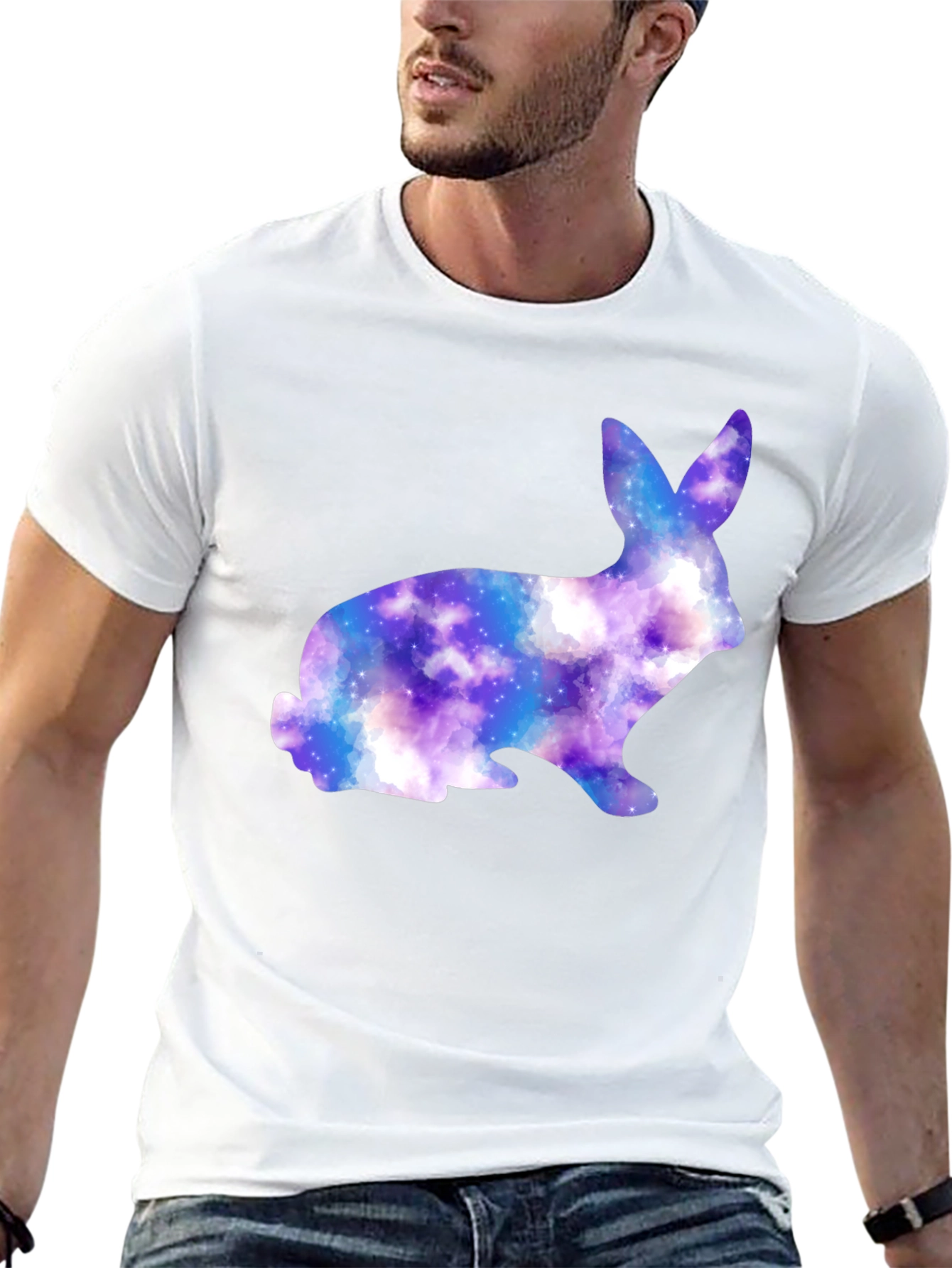 Galaxy Bunny Graphic Black T-Shirt
