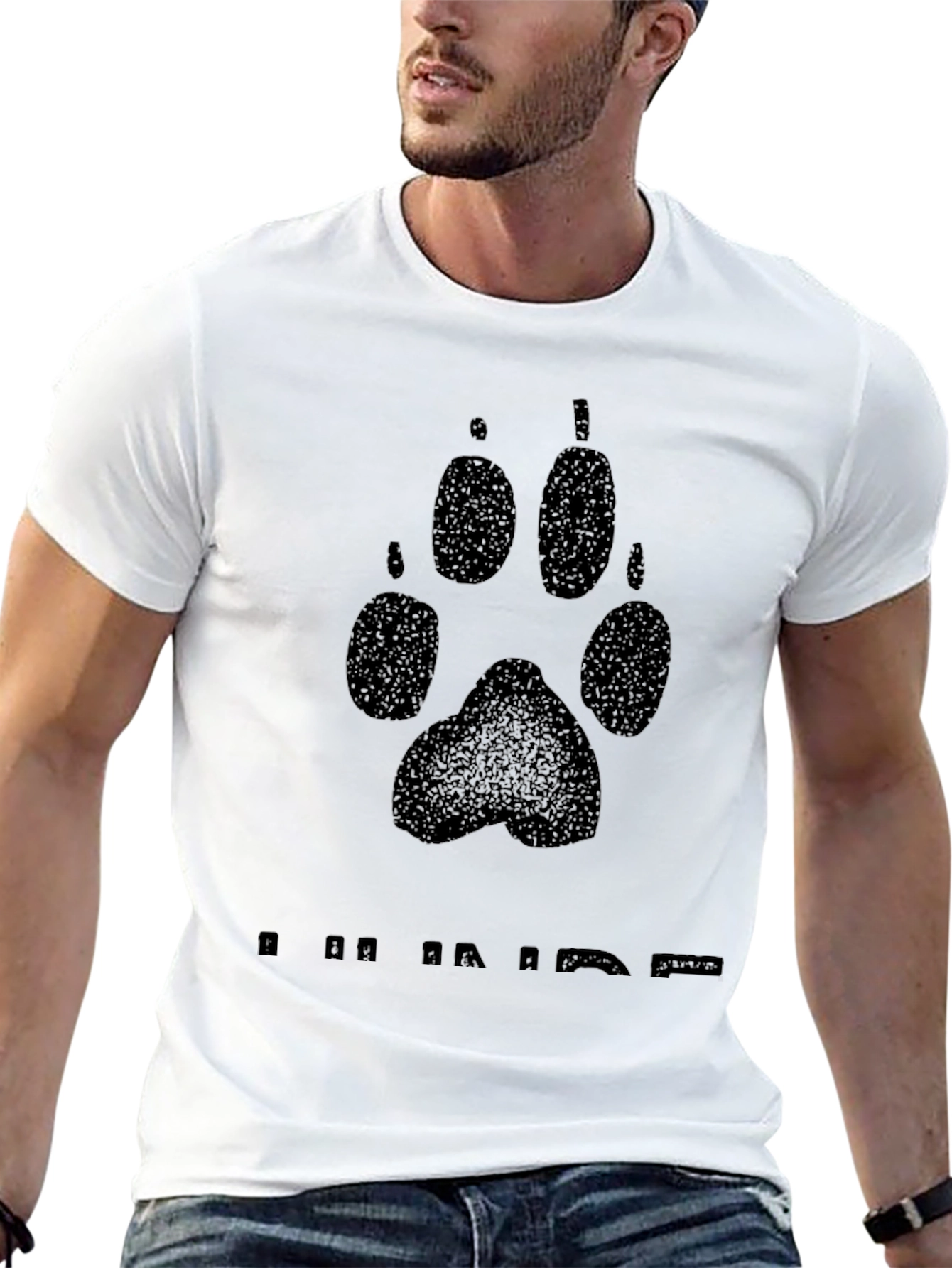 Black Wolf Paw Print Graphic Tee