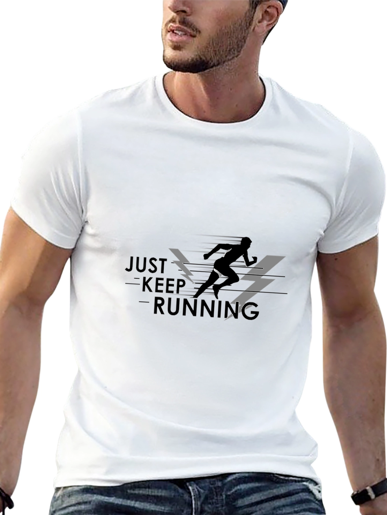 Just Keep Running Graphic Tee - Black