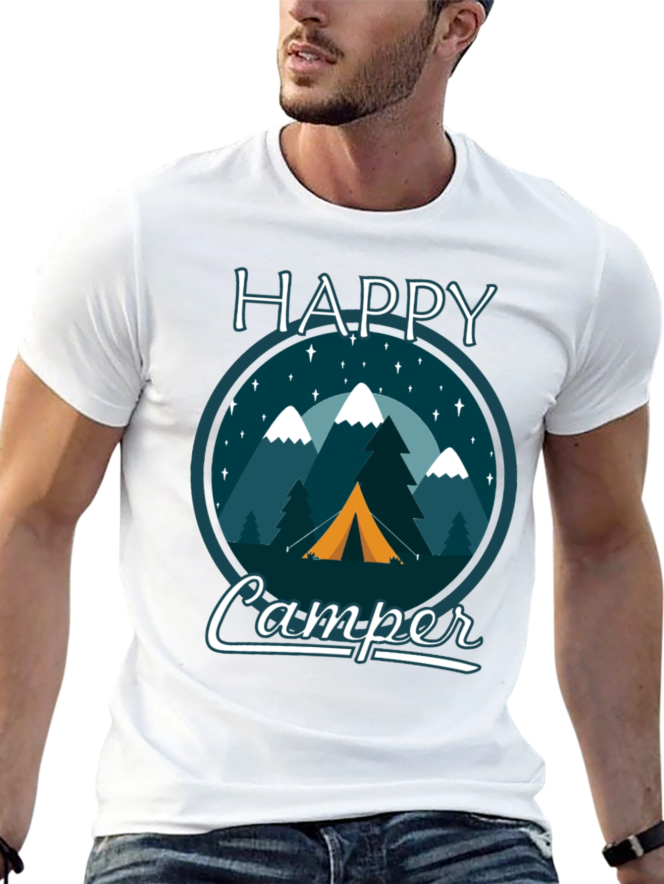 Happy Camper Graphic Tee - Outdoor Adventure Shirt