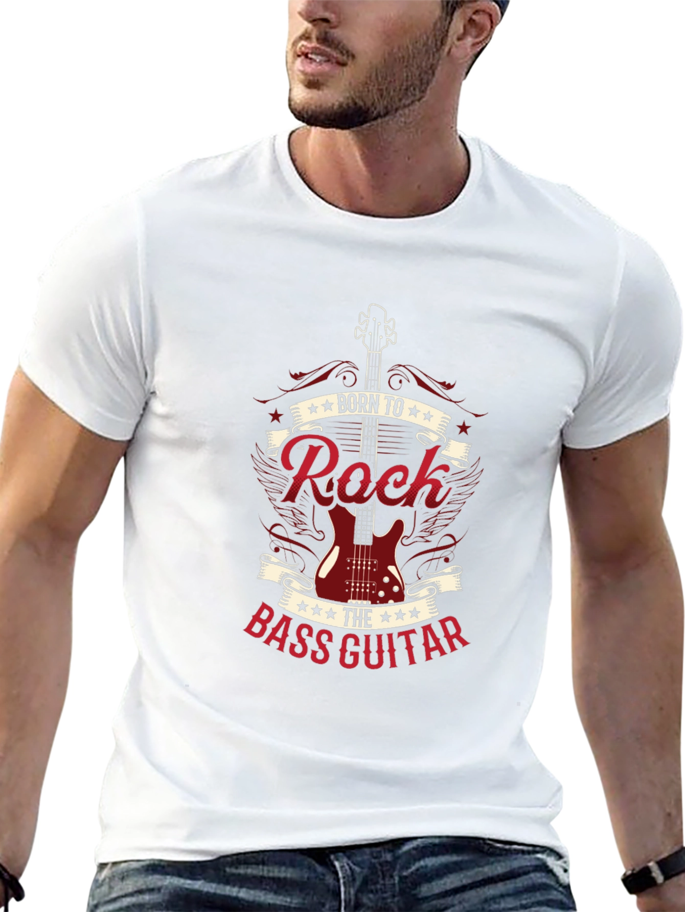 Born to Rock Bass Guitar Black T-Shirt
