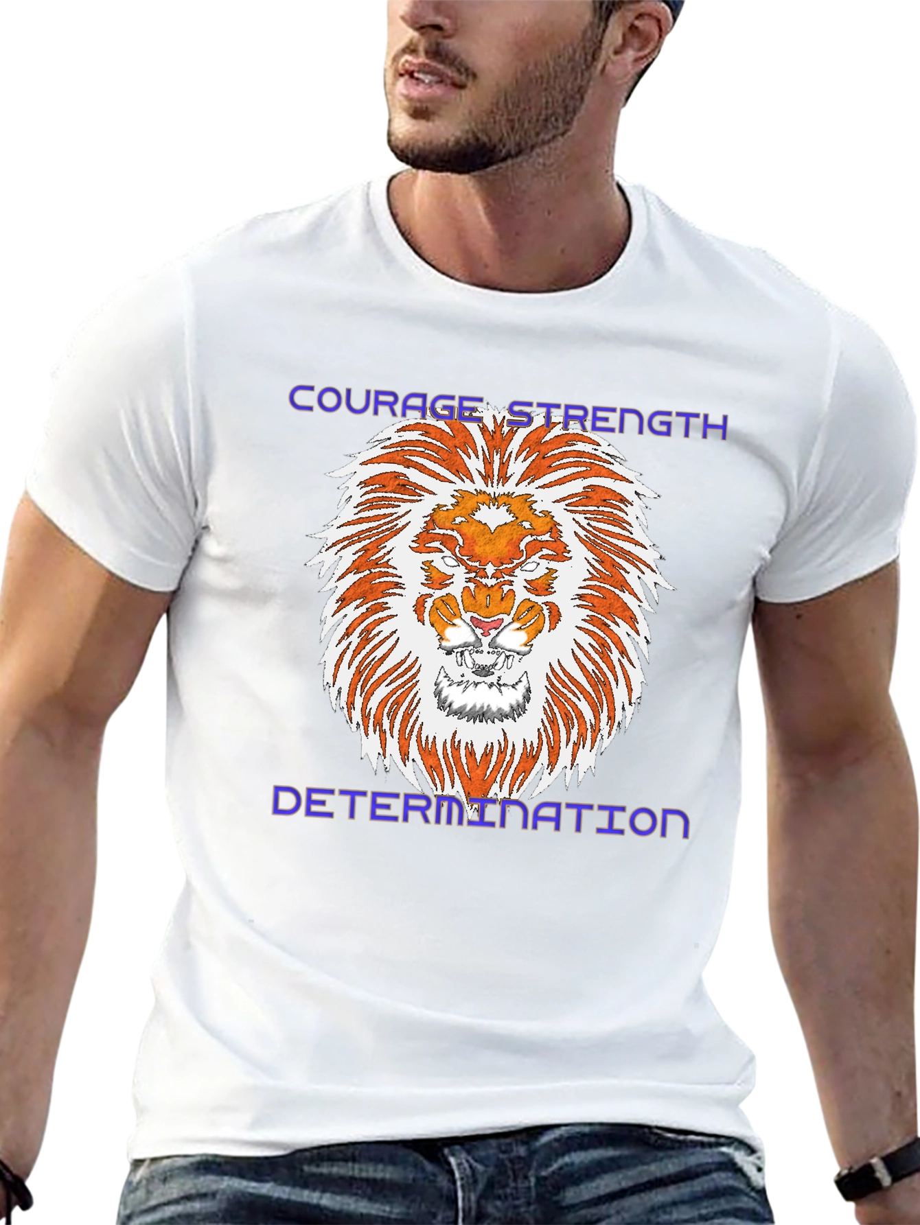 Courage Strength Determination Lion Graphic Tee