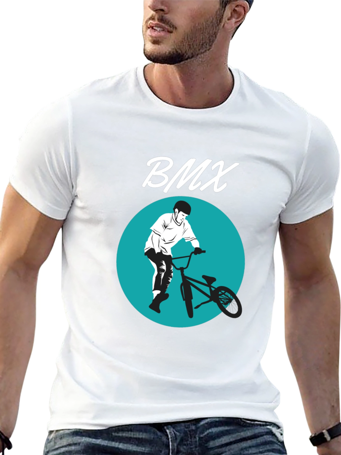 BMX Rider Graphic Tee - Black Cotton Blend T-Shirt