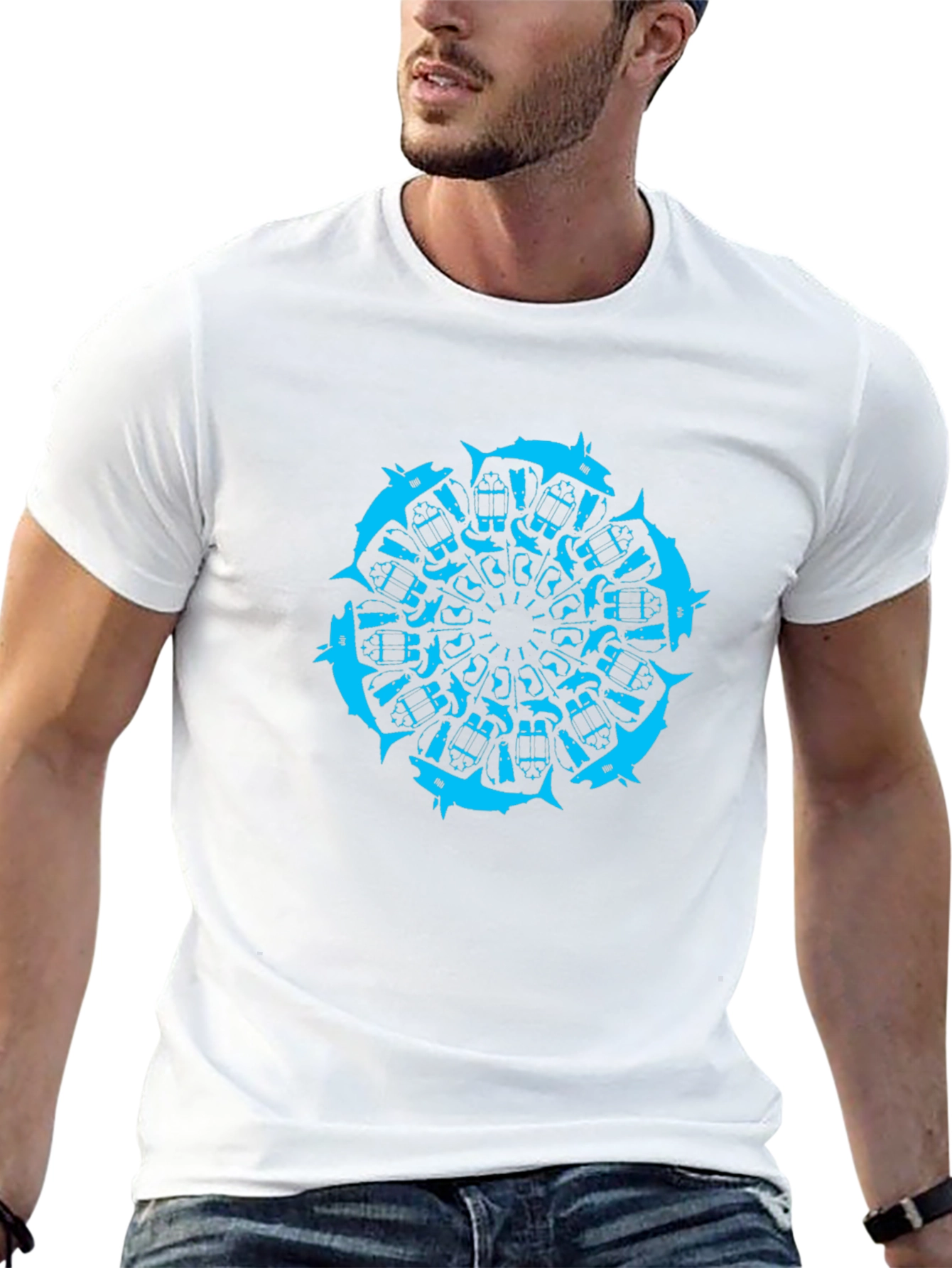 Geometric Wolf Mandala Black T-Shirt