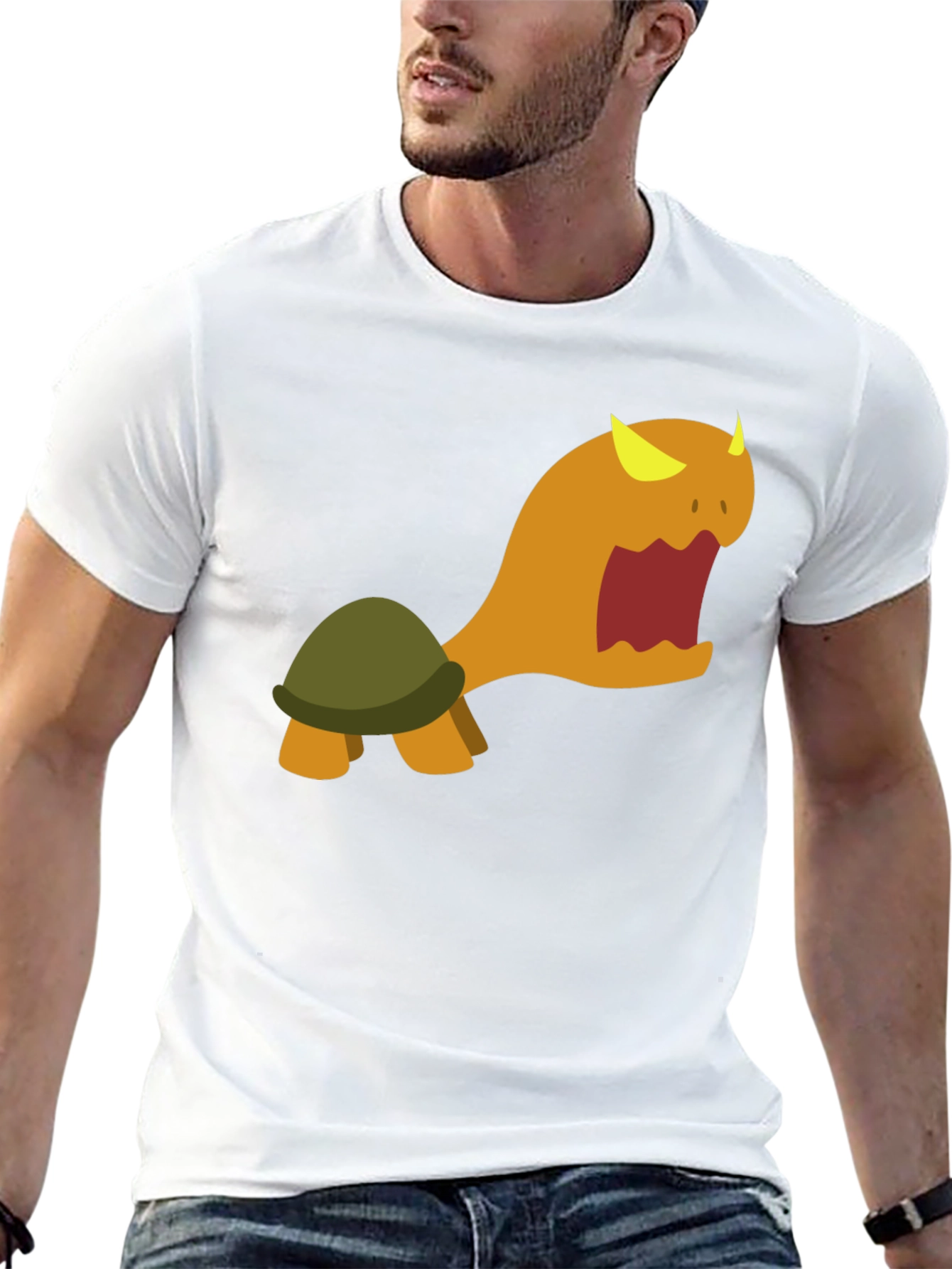 Monster Turtle Graphic Tee - Black Cotton Shirt
