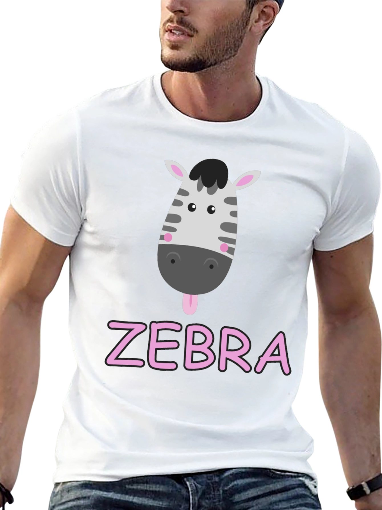 Zebra Cartoon Graphic Black T-Shirt