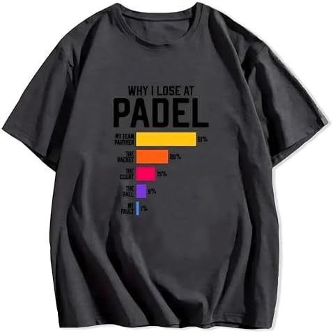 GenericMen's Casual Summer T-Shirt – "Why I Lost at Padel" Funny Graphic Tee, Crew Neck Short Sleeve, Stretch Fabric