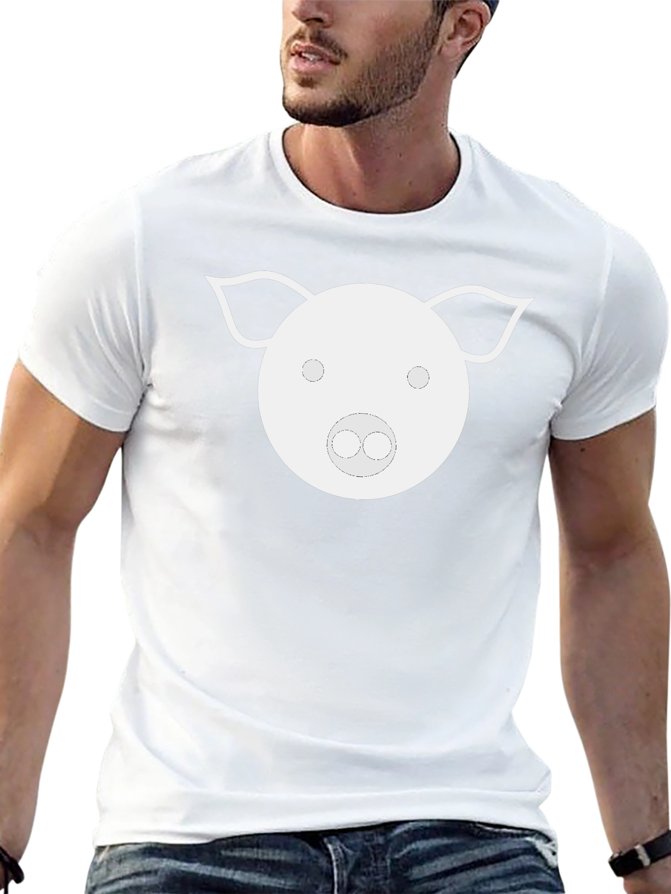 Pig Face Graphic Tee - Black Cotton T-Shirt