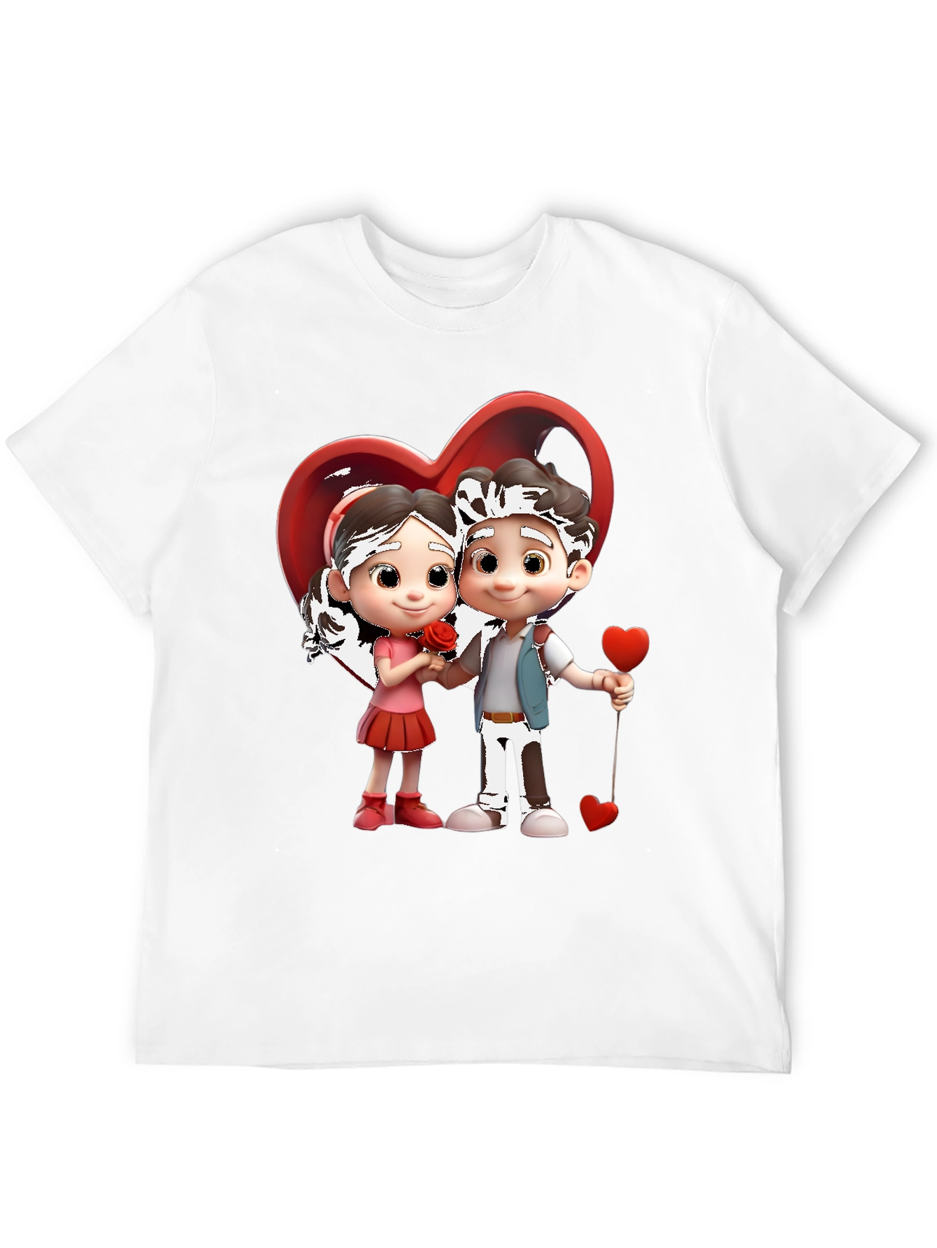 Valentines Day Cartoon Couple Heart T-Shirt