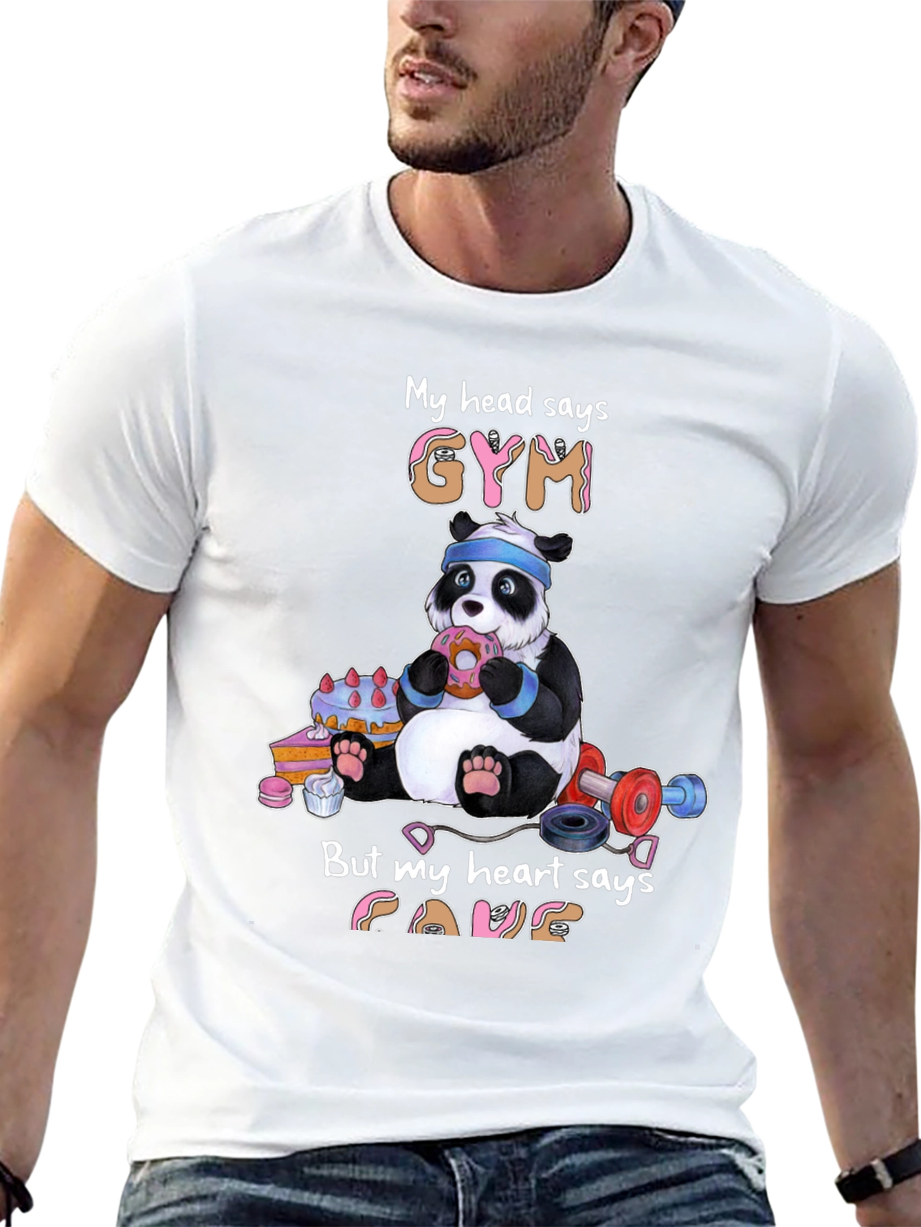 Funny Panda Gym & Cake T-Shirt