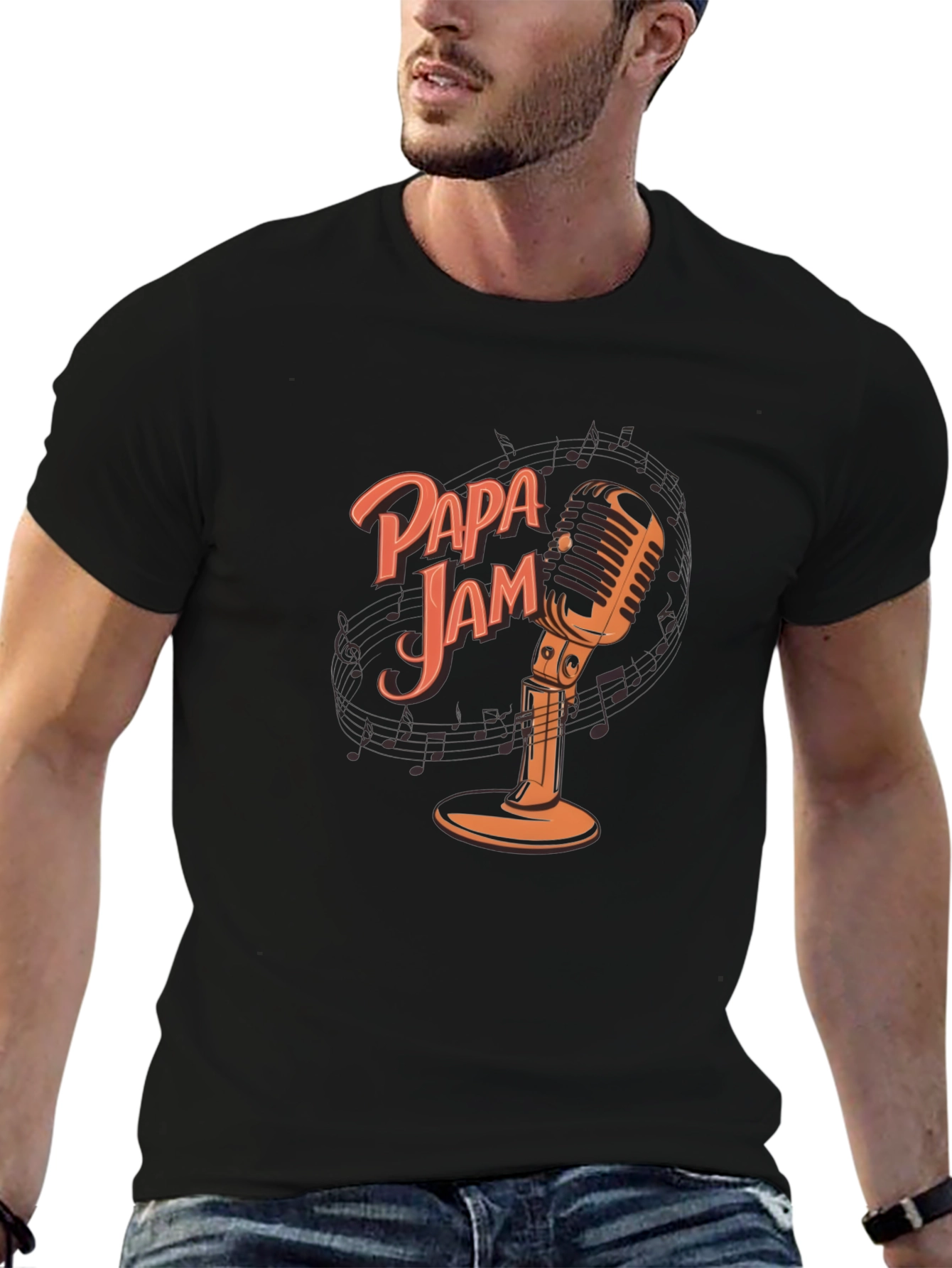Papa Jam T-Shirt - Retro Microphone Graphic Tee
