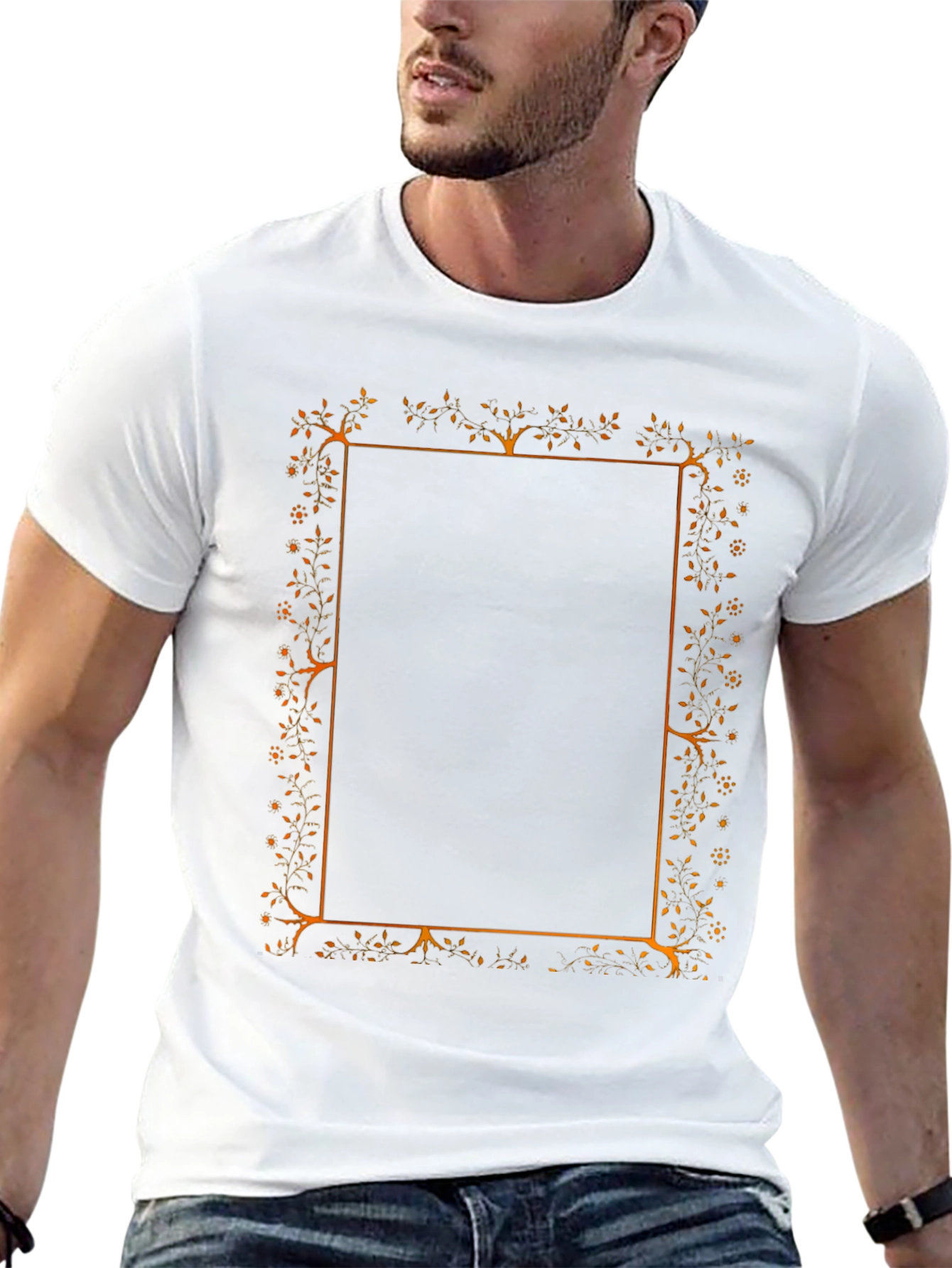Floral Border Graphic Black T-Shirt