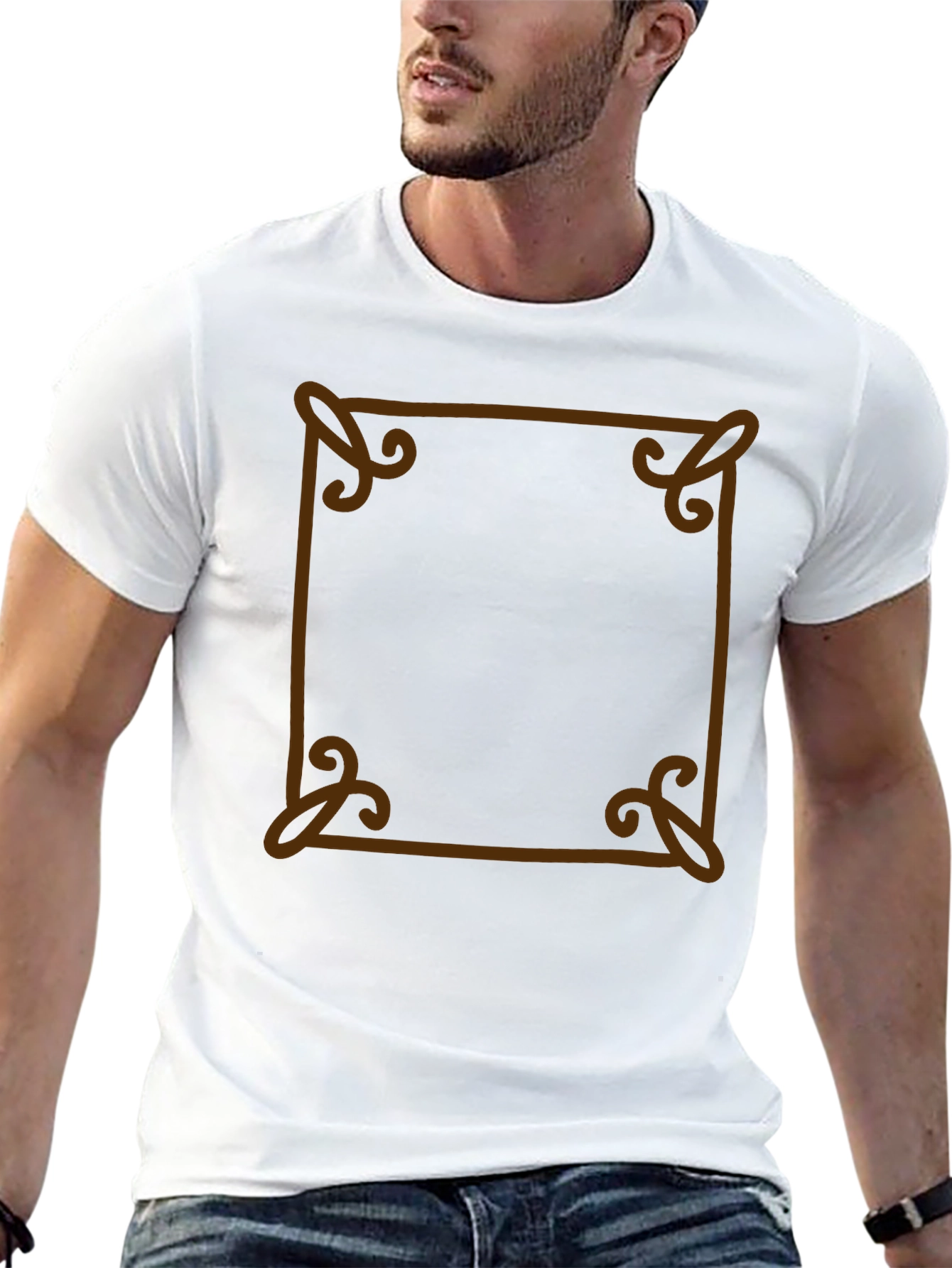 Unique Brown Border Black T-Shirt