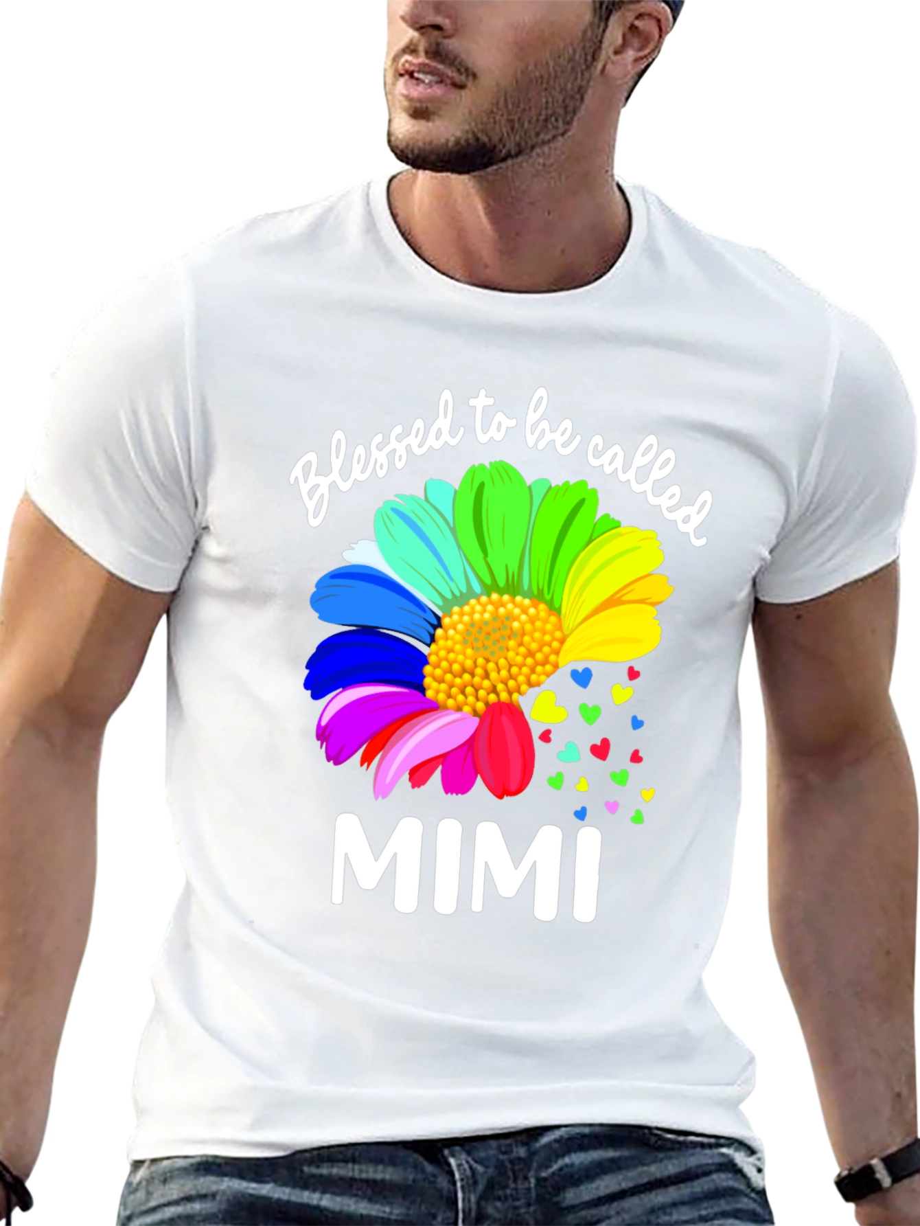 Blessed to Be Called Mimi Rainbow Flower T-Shirt