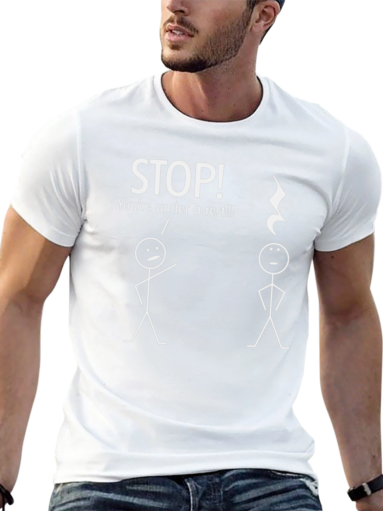 Funny Music T-Shirt - STOP! Youre Under a Rest!