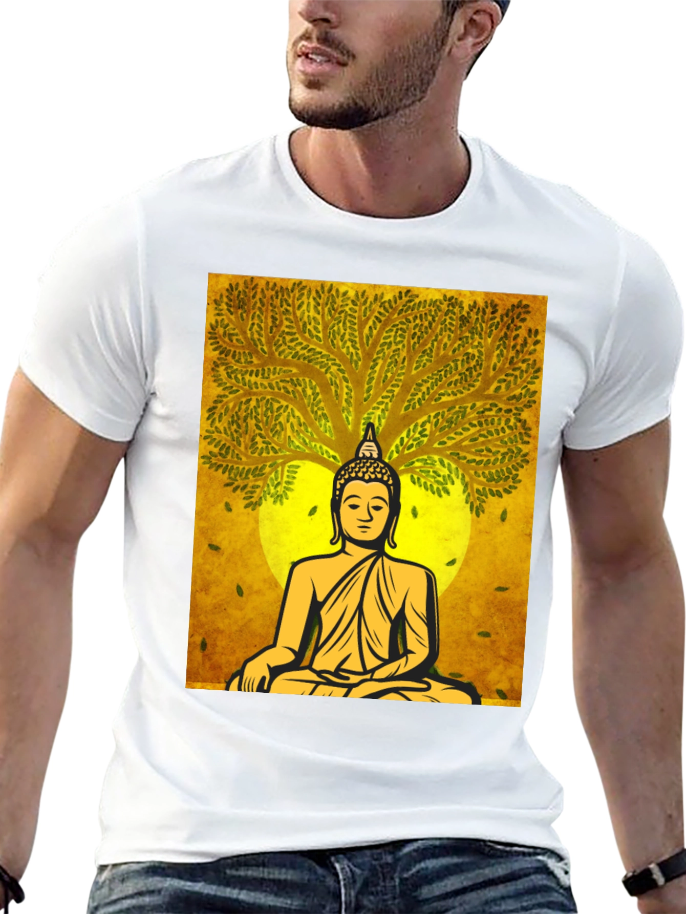 Buddha Tree Graphic T-Shirt - Meditative Style