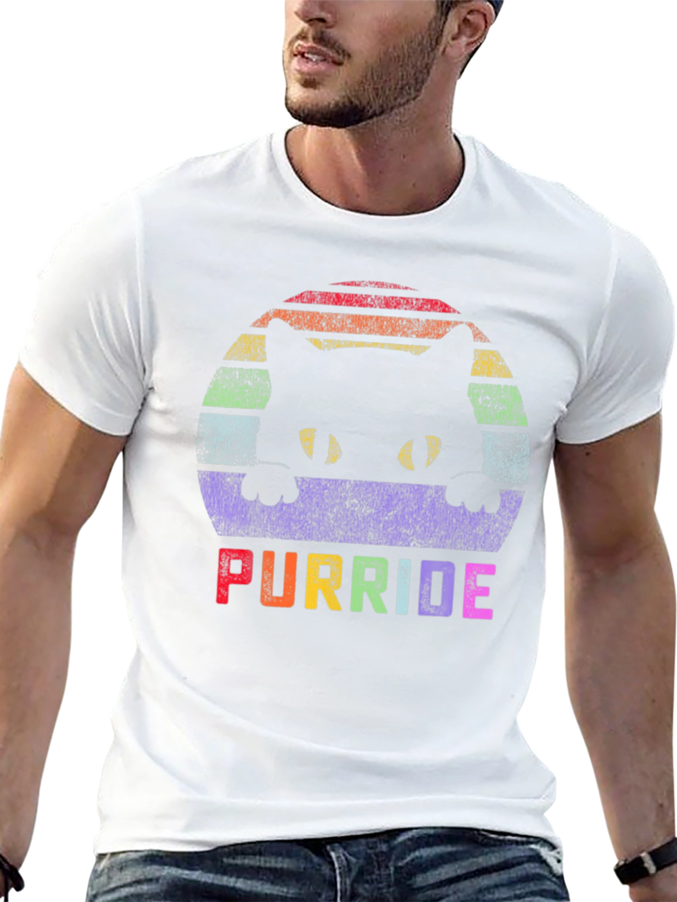 Purride LGBTQ+ Cat T-Shirt - Rainbow Pride