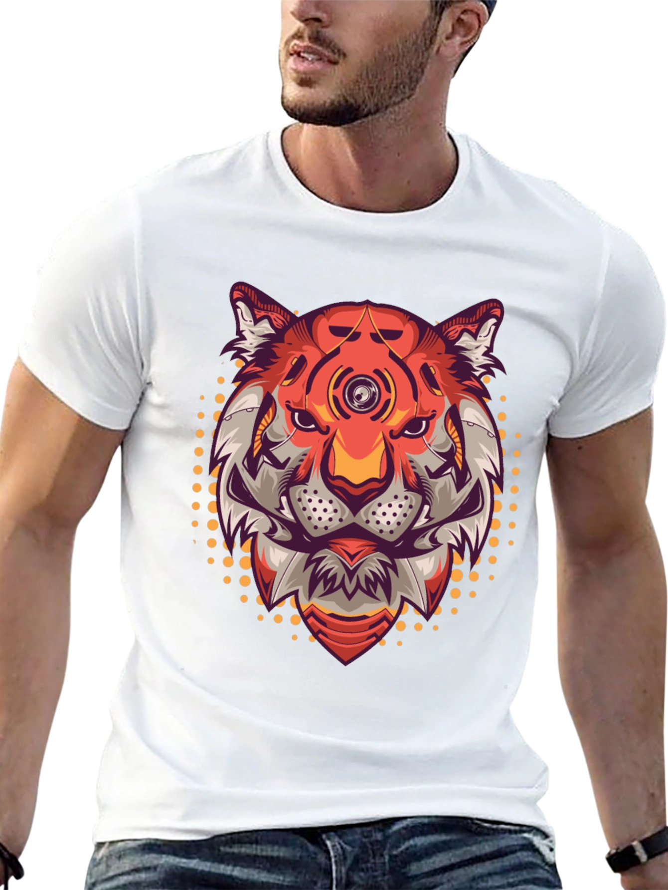 Cyberpunk Tiger Graphic T-Shirt - Cool Futuristic Design