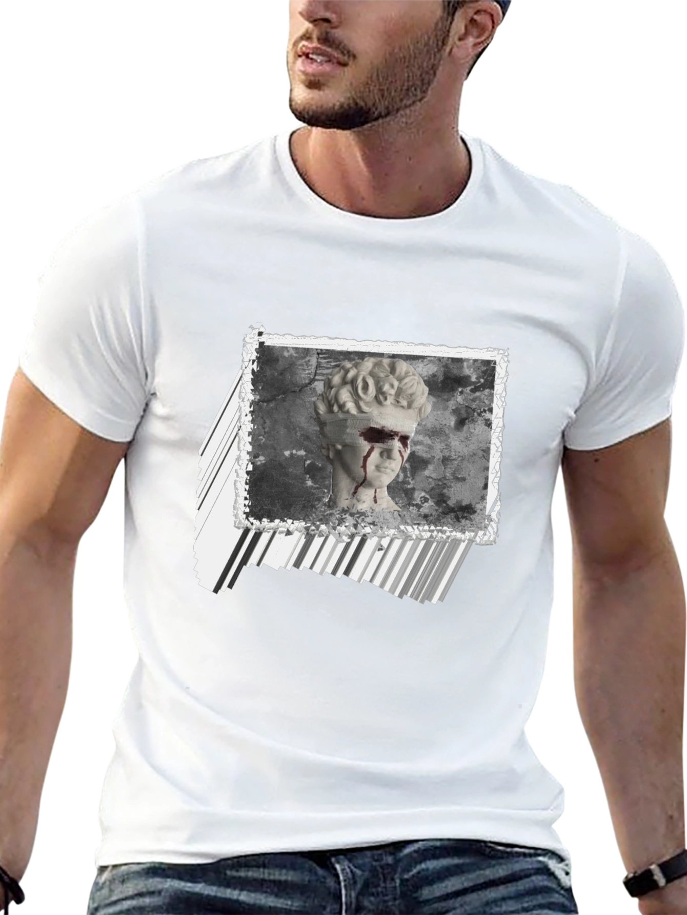 Statue Graphic Print Black T-Shirt