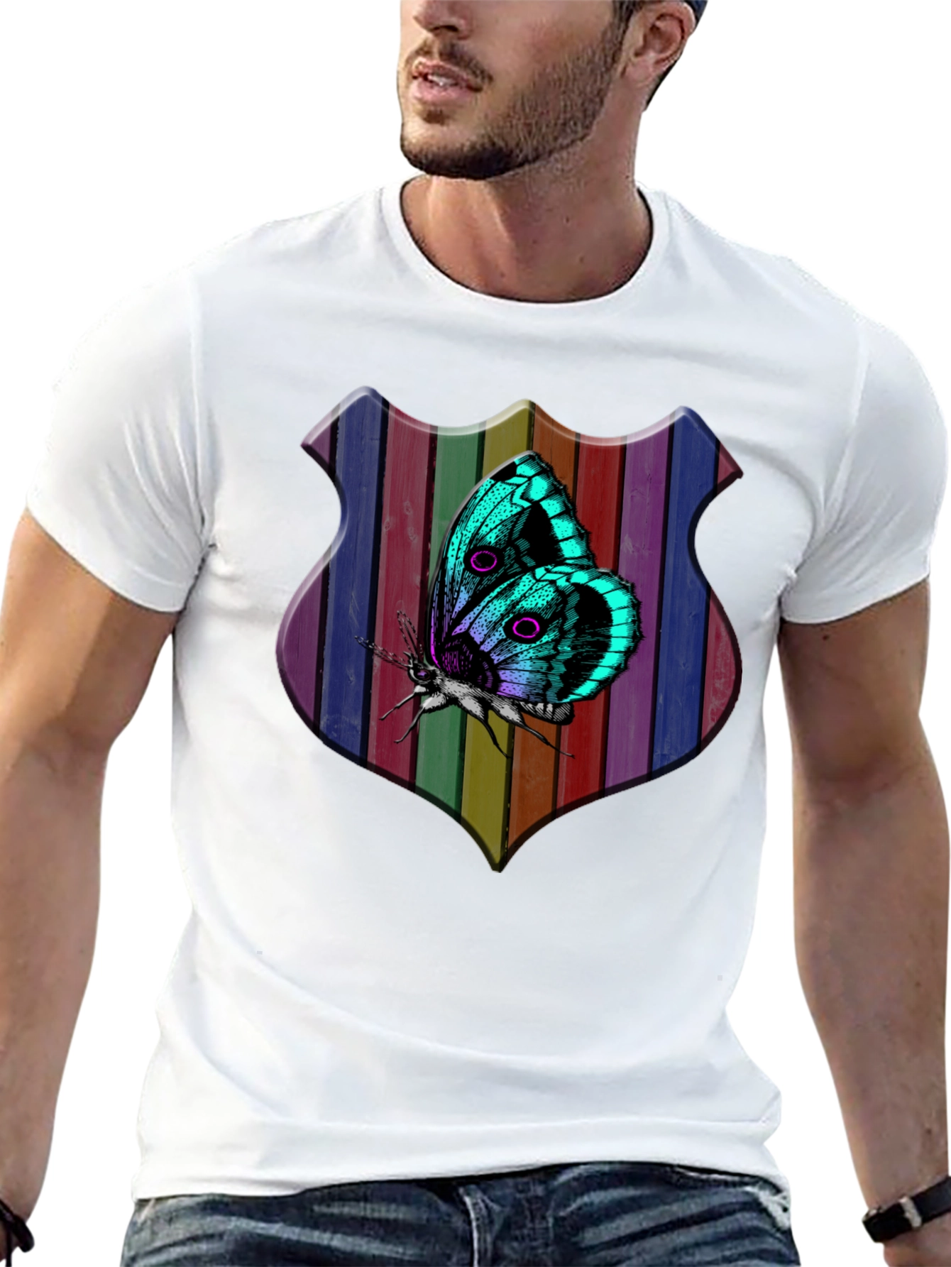 Butterfly Rainbow Shield Graphic Tee