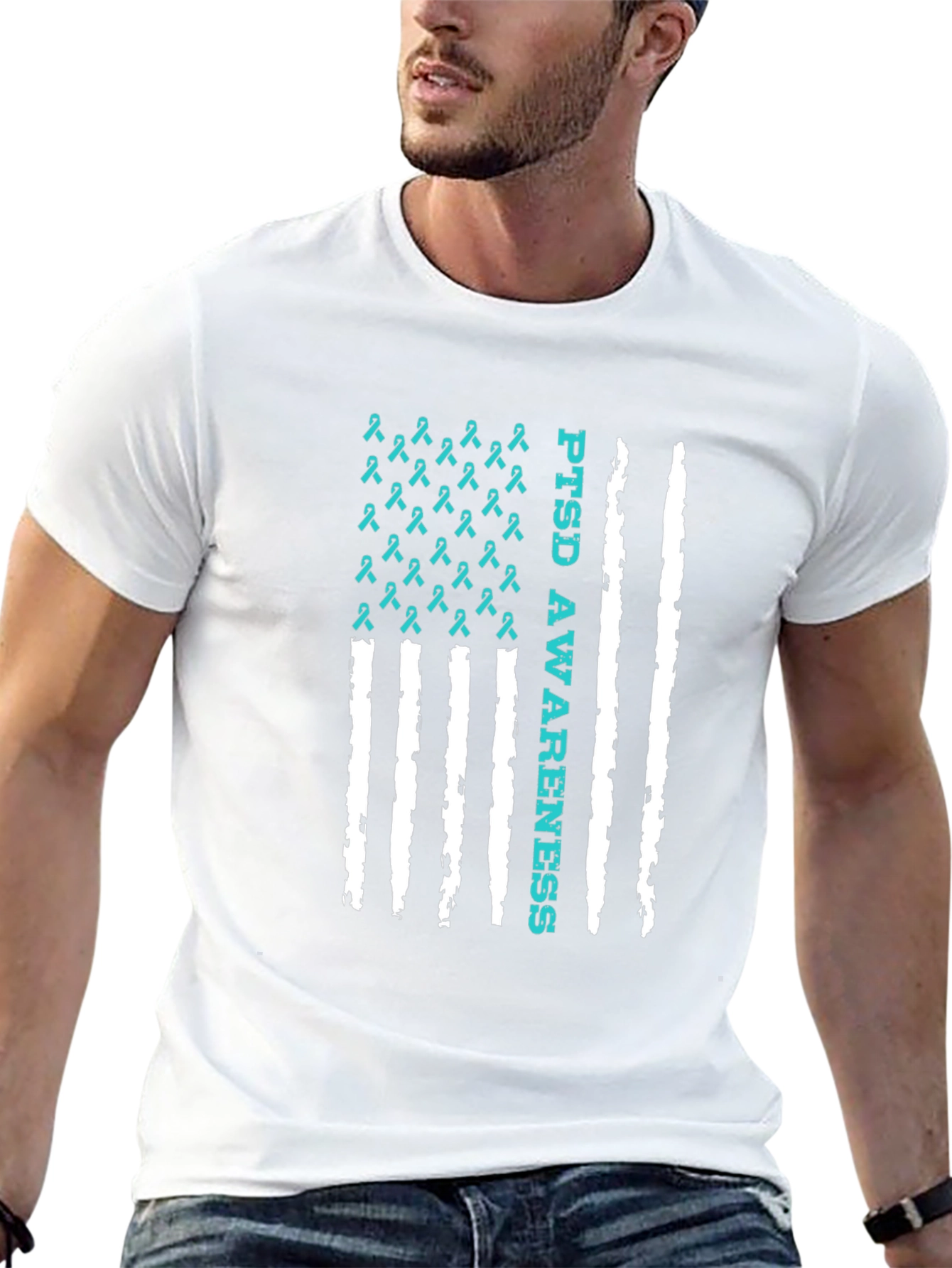 PTSD Awareness Ribbon Flag T-Shirt