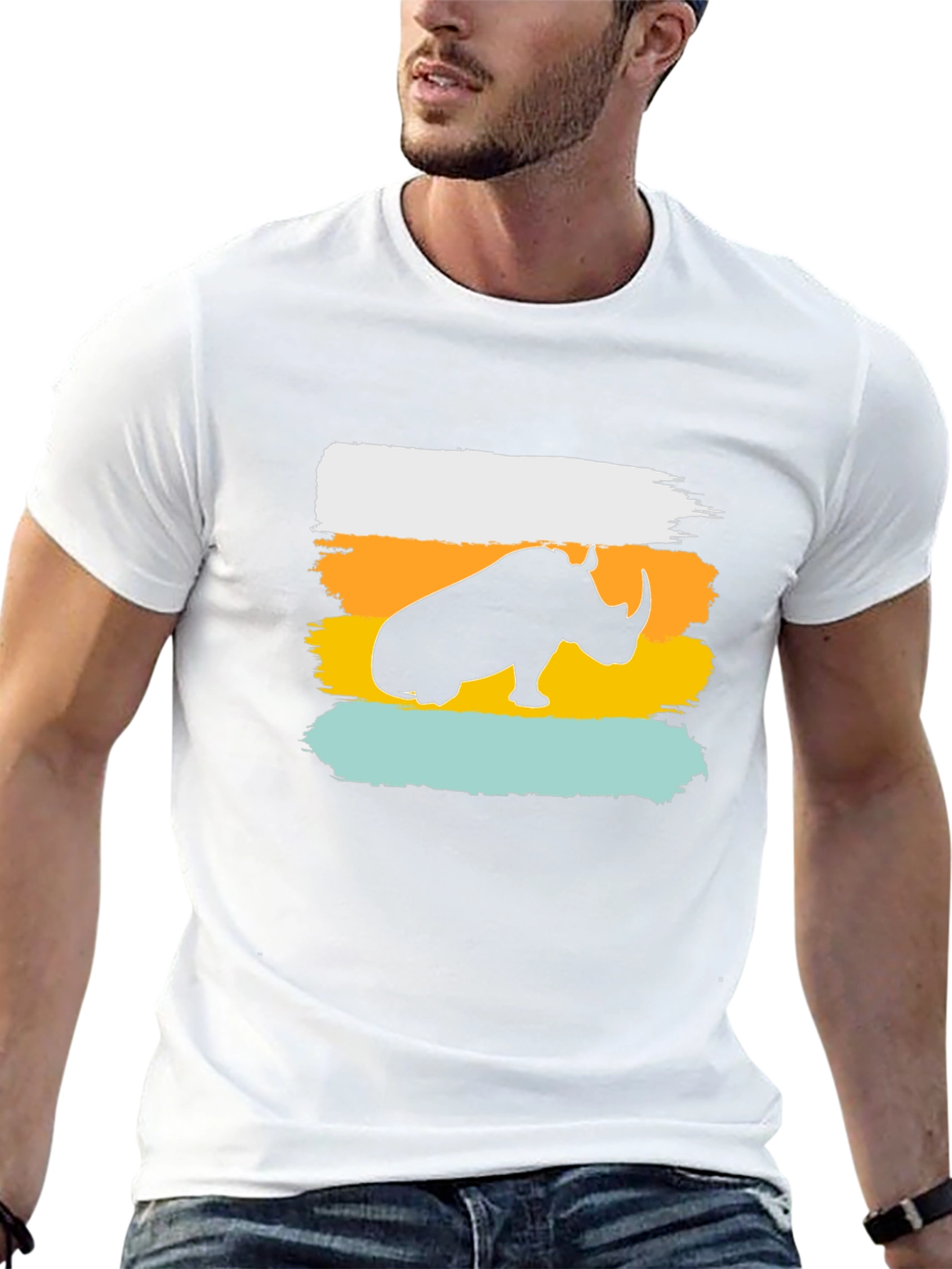 Rhino Silhouette Mens Graphic Tee - Black