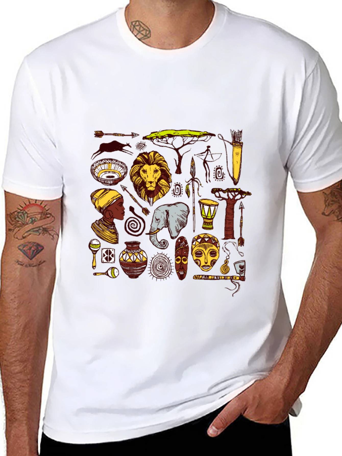 African Culture Graphic Tee - Black Cotton T-Shirt