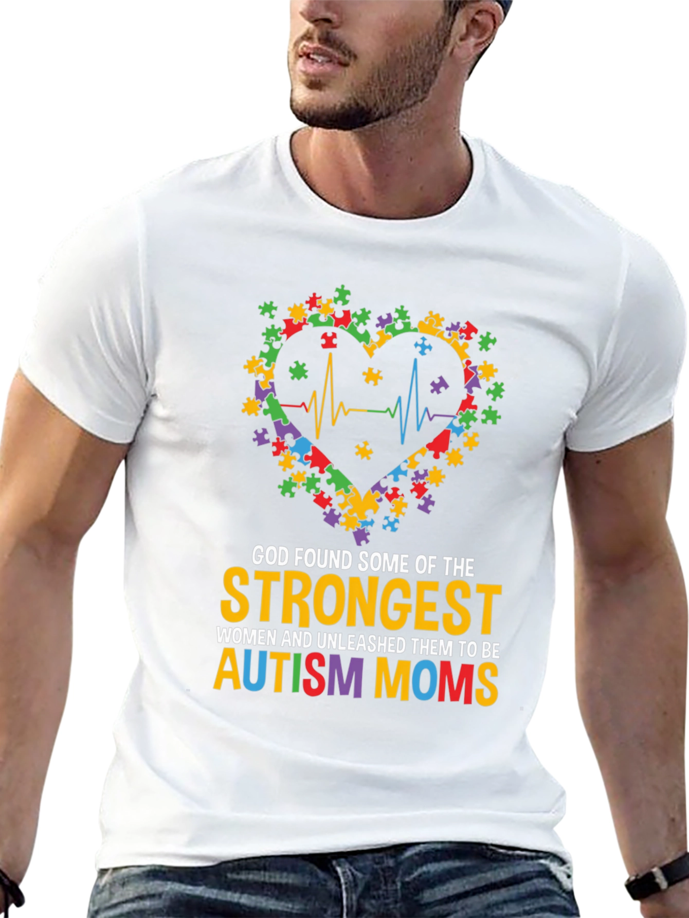 Autism Mom Heart Puzzle Graphic T-Shirt