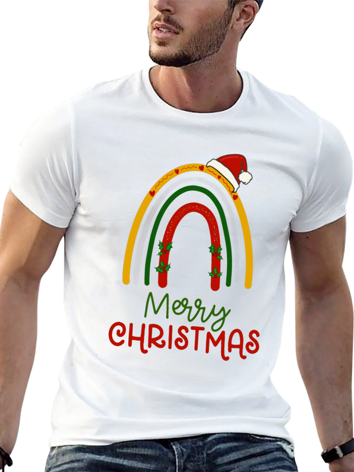 Festive Christmas Rainbow Graphic T-Shirt