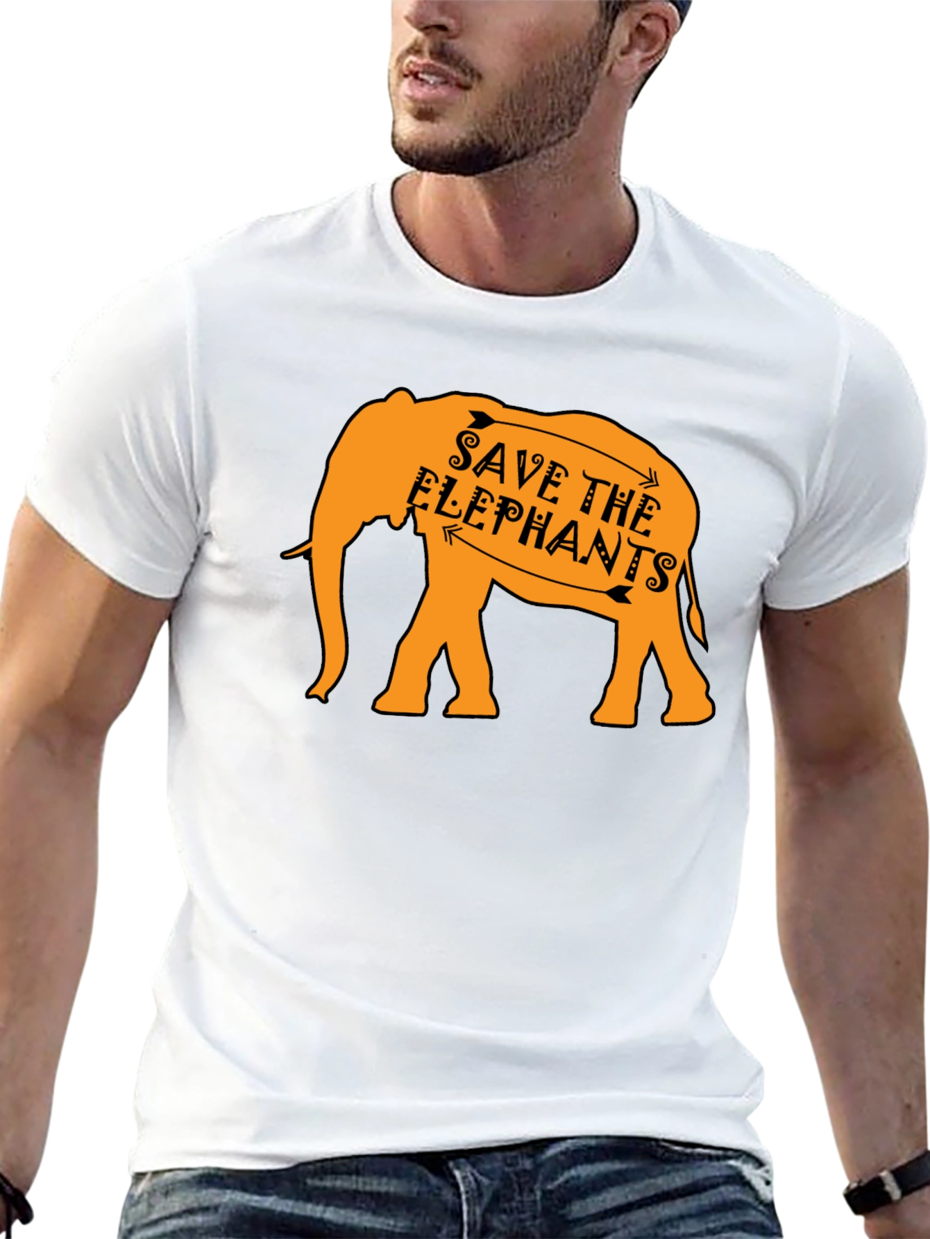 Save the Elephants Graphic Tee - Black Cotton Shirt