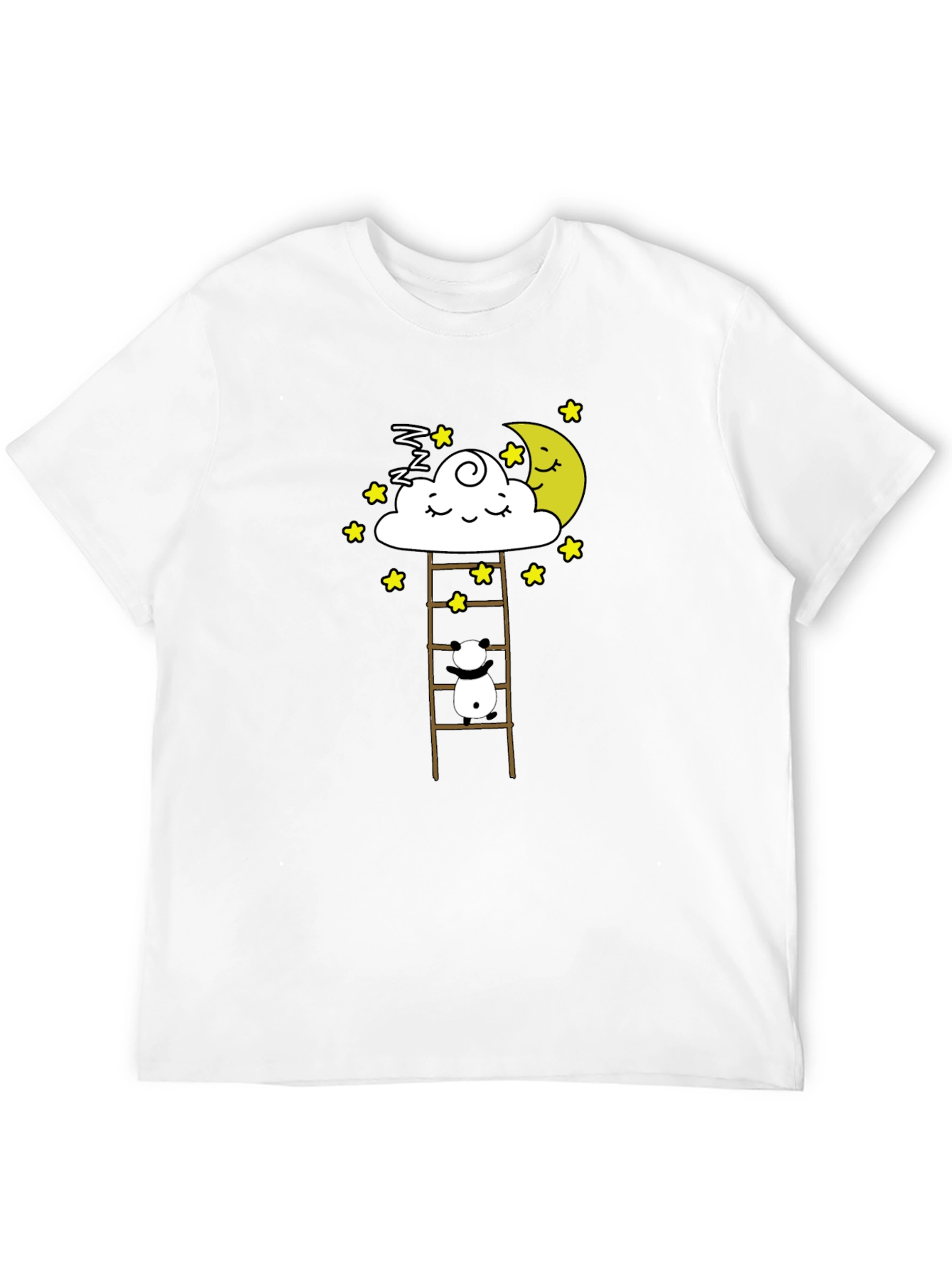 Dreamy Panda on Moon Ladder Graphic Tee